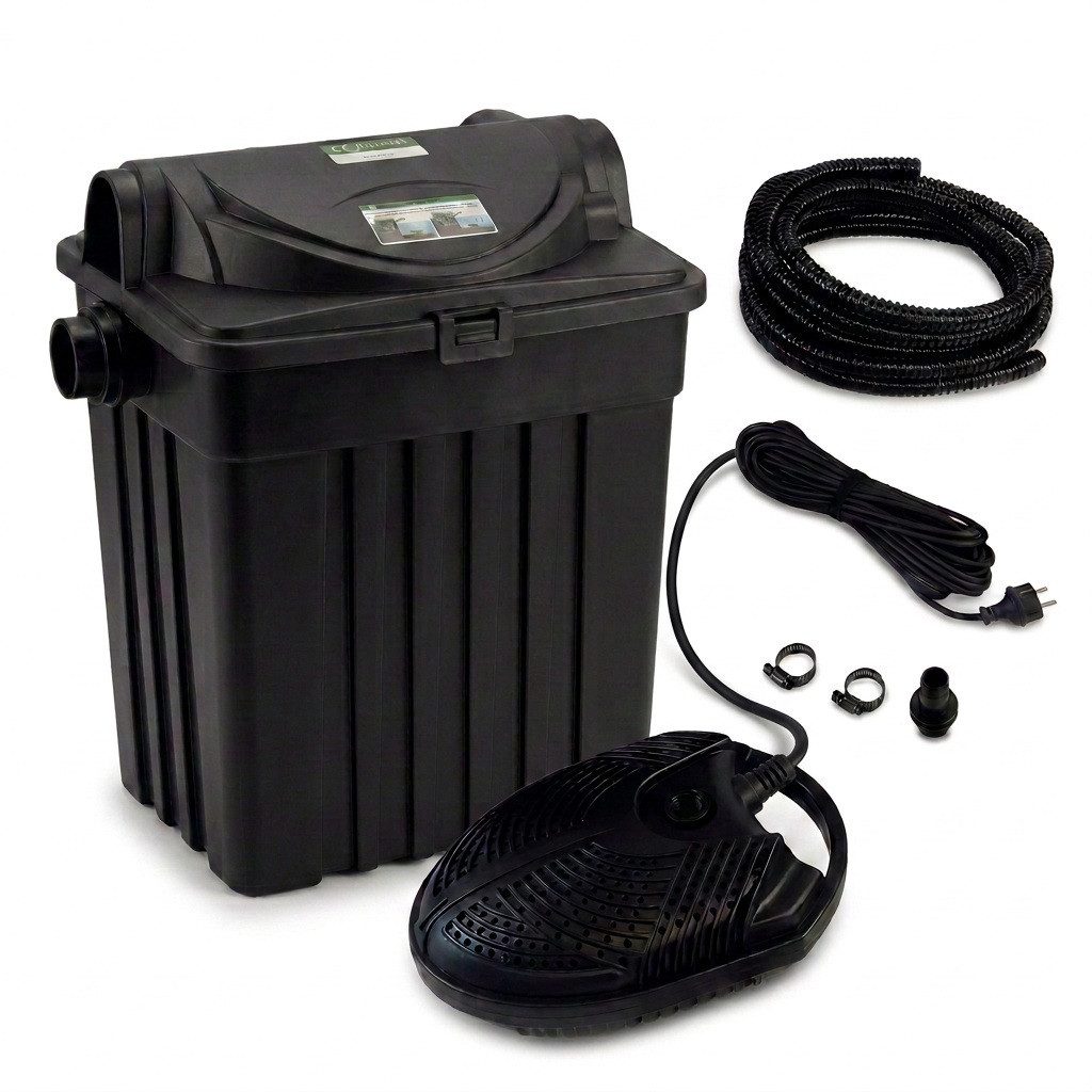 KERRY Teichfilter Teichfilter-Set – 11-W-UVC, 2.000-l/h-Pumpe, 5m Schlauch und 5m Kabel