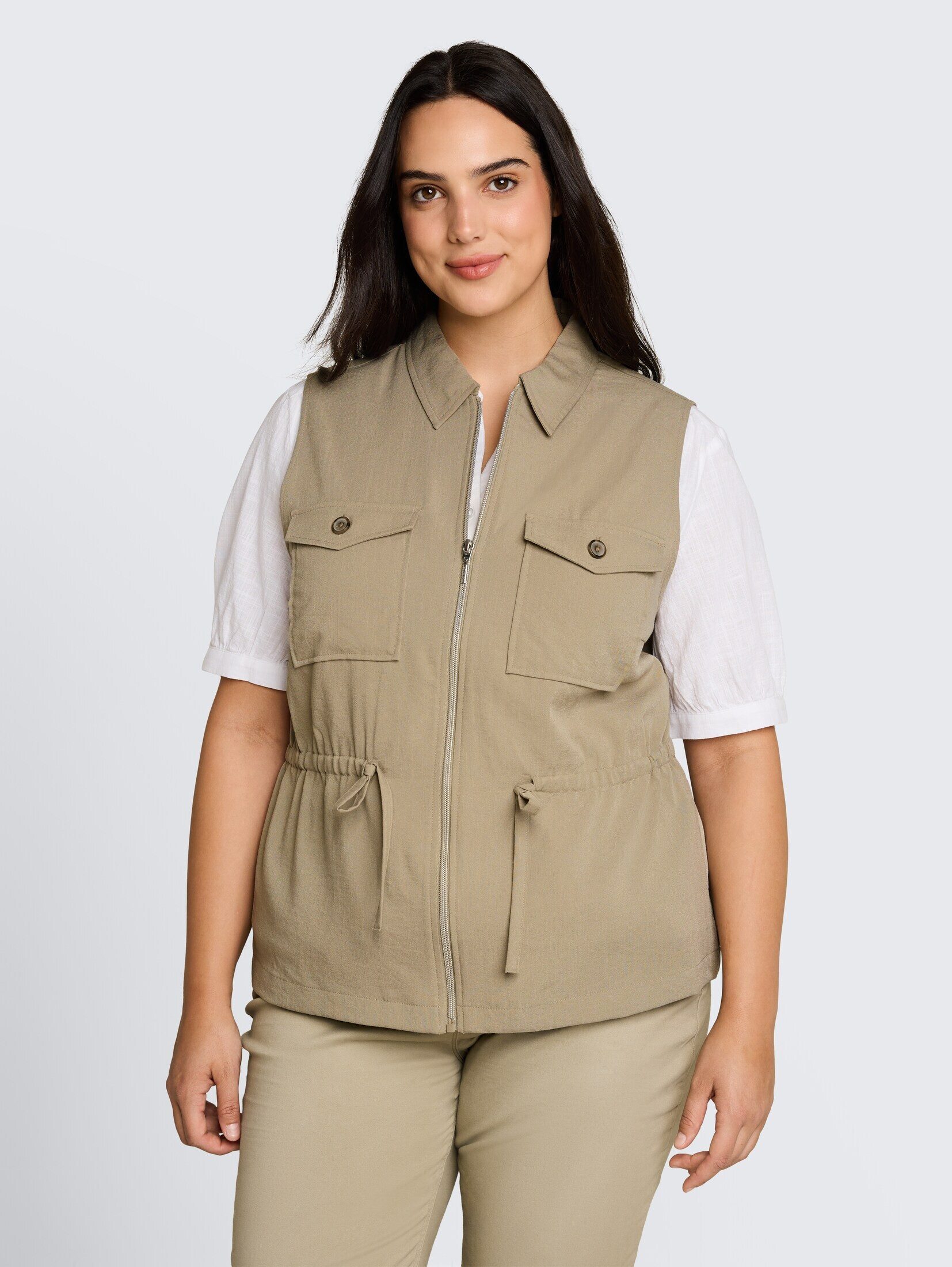 TOM TAILOR PLUS Kurzblazer Blazer Plus Size - Regular Fit Weste mit Brusttaschen