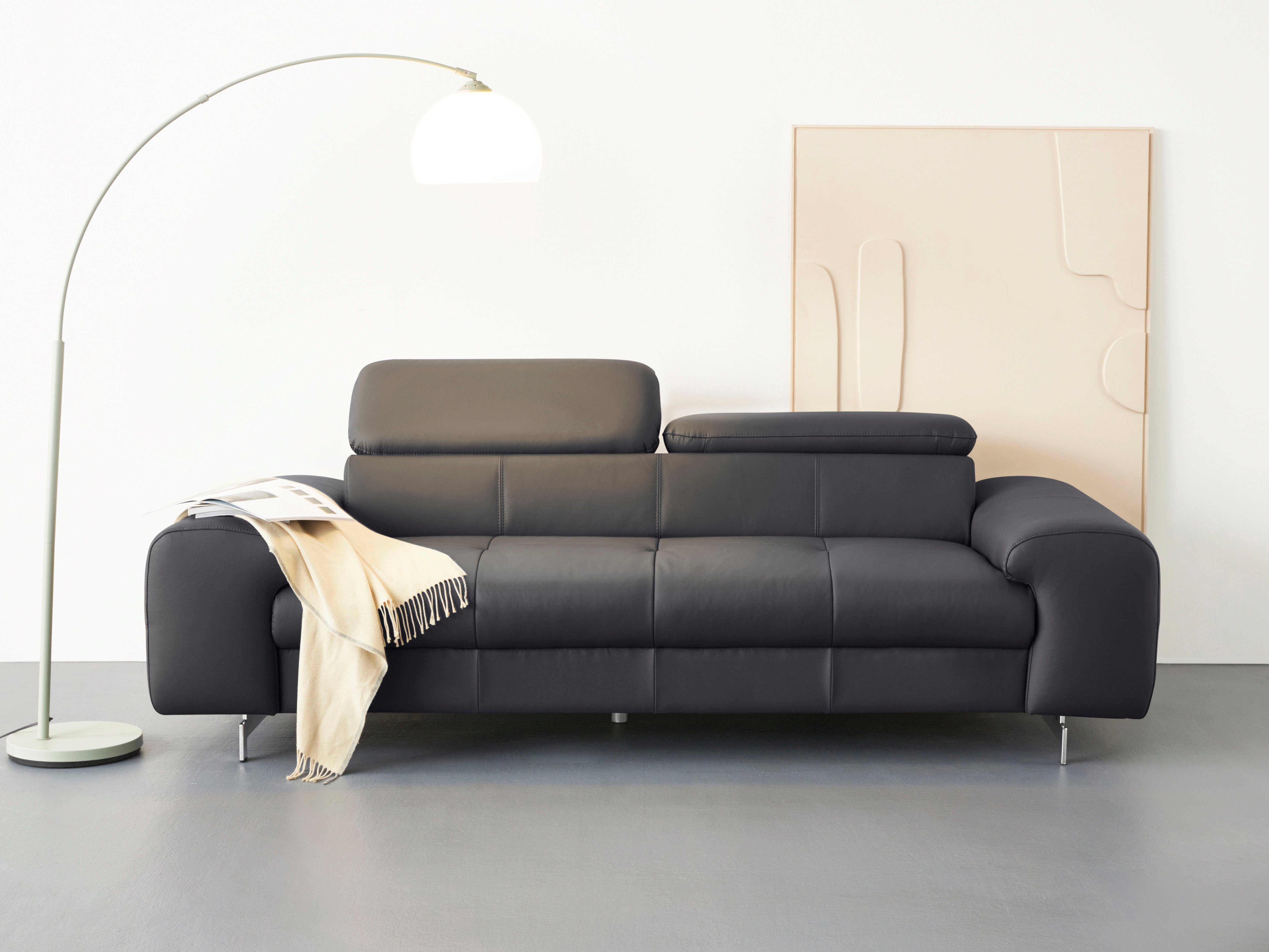 COTTA 3-Sitzer "Chef", Big-Sofa mit Kopfteilverstellung, edle Metallkufen günstig online kaufen