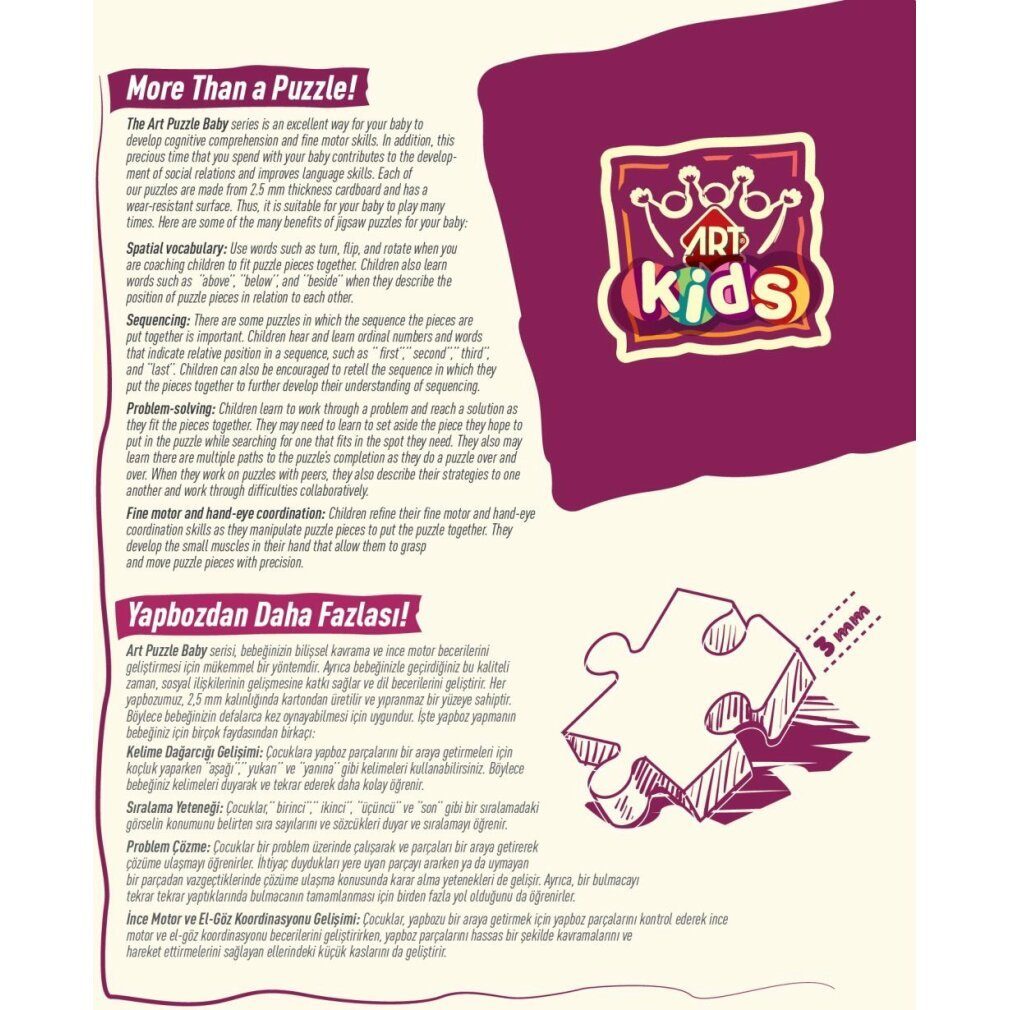 ART PUZZLE Puzzle Baby Puzzle Farben und Formen (2 Teile), Puzzleteile