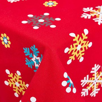 Homescapes Tischdecke Tischdecke rote Schneeflocken 100% Baumwolle, 138 x 178 cm (1-tlg)