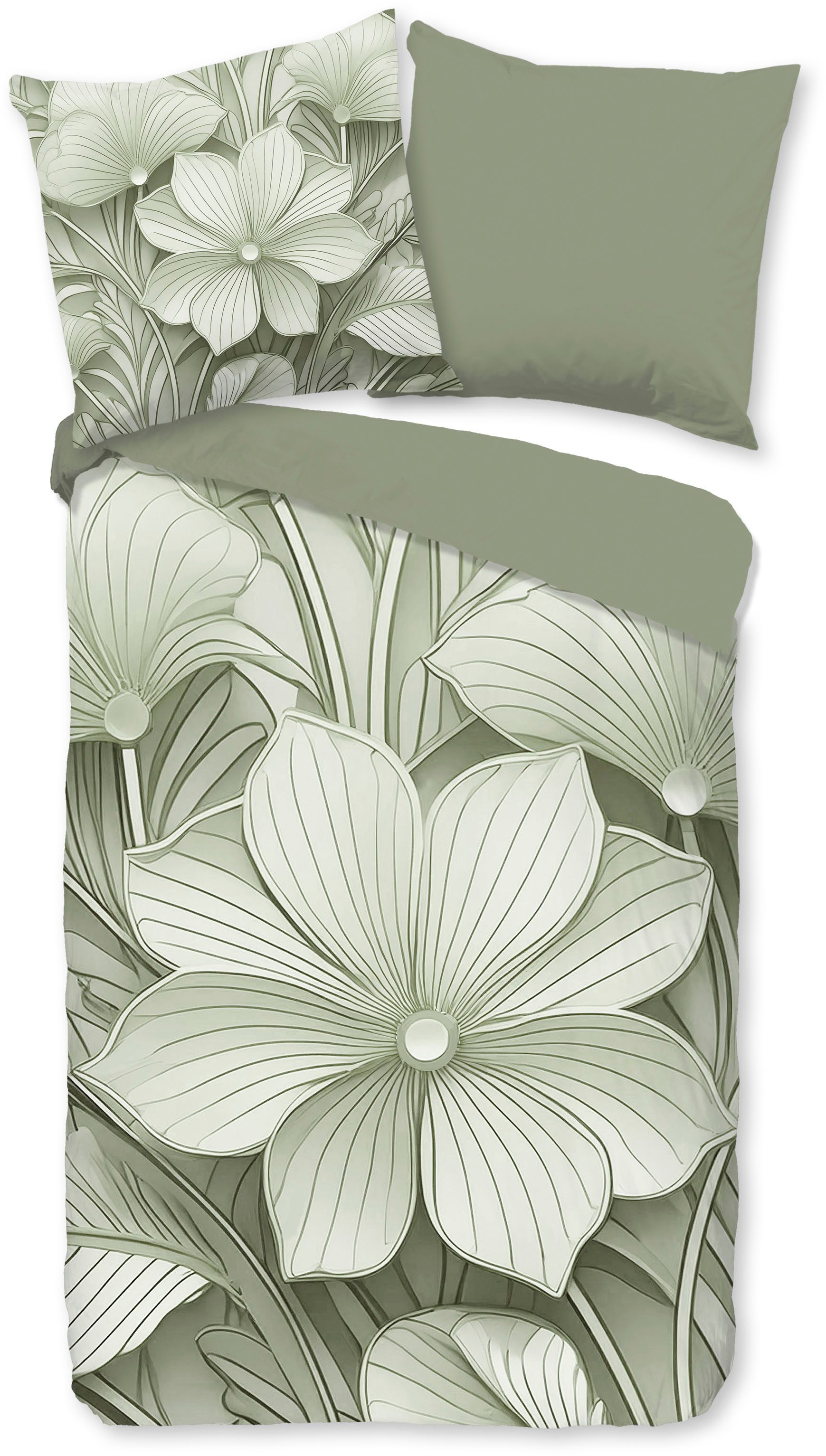 good morning Wendebettwäsche Artdeco, Renforcé, 2 teilig, 100% Baumwolle, Renforcé, Reißverschluss, Wendeoptik, Blumen