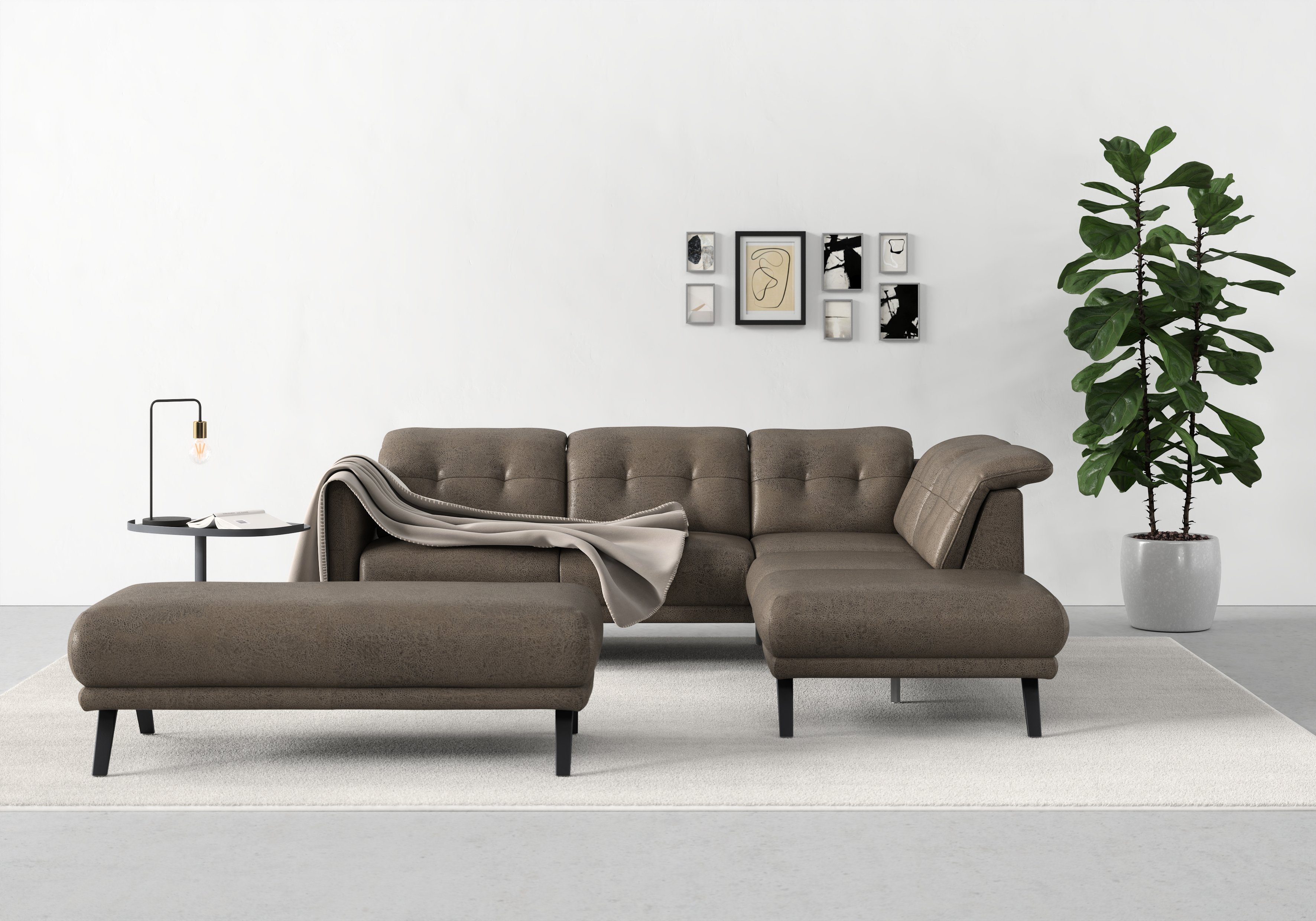 sit&more Ecksofa Scandia, Wahlweise mit Kopfteilverstellung und Armteilfunktion