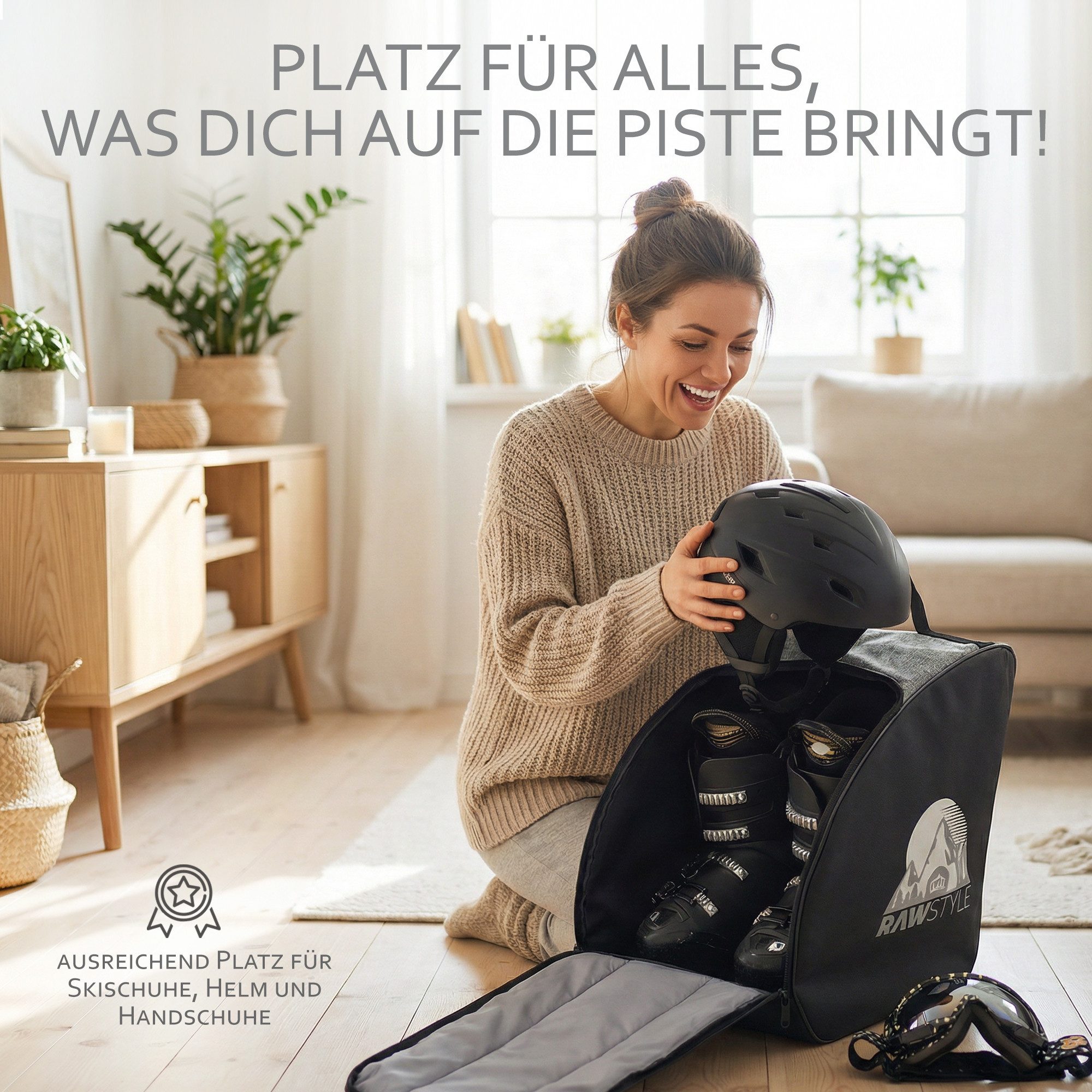 BambiniWelt by Rafael K. Skitasche Skischuhtasche Skischuh-Rucksack wasserdicht Tragegriff, wasserdichtes, starkes Cordura-Gewebe