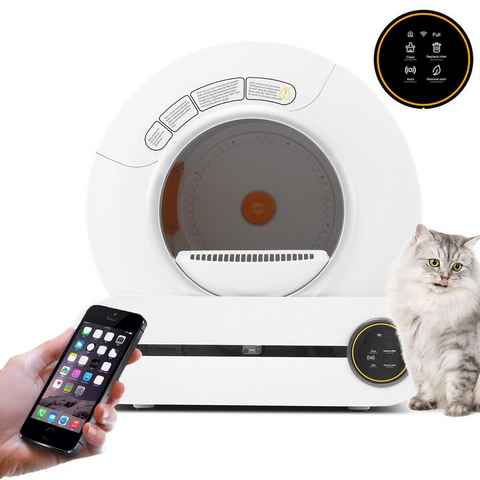 Fangqi Katzenecktoilette 65+9L Selbstreinigende Katzentoilette für mehrere Katzen,APP-gesteuert, für alle Arten von Katzenstreu, sicher, Geruchsbeseitigung