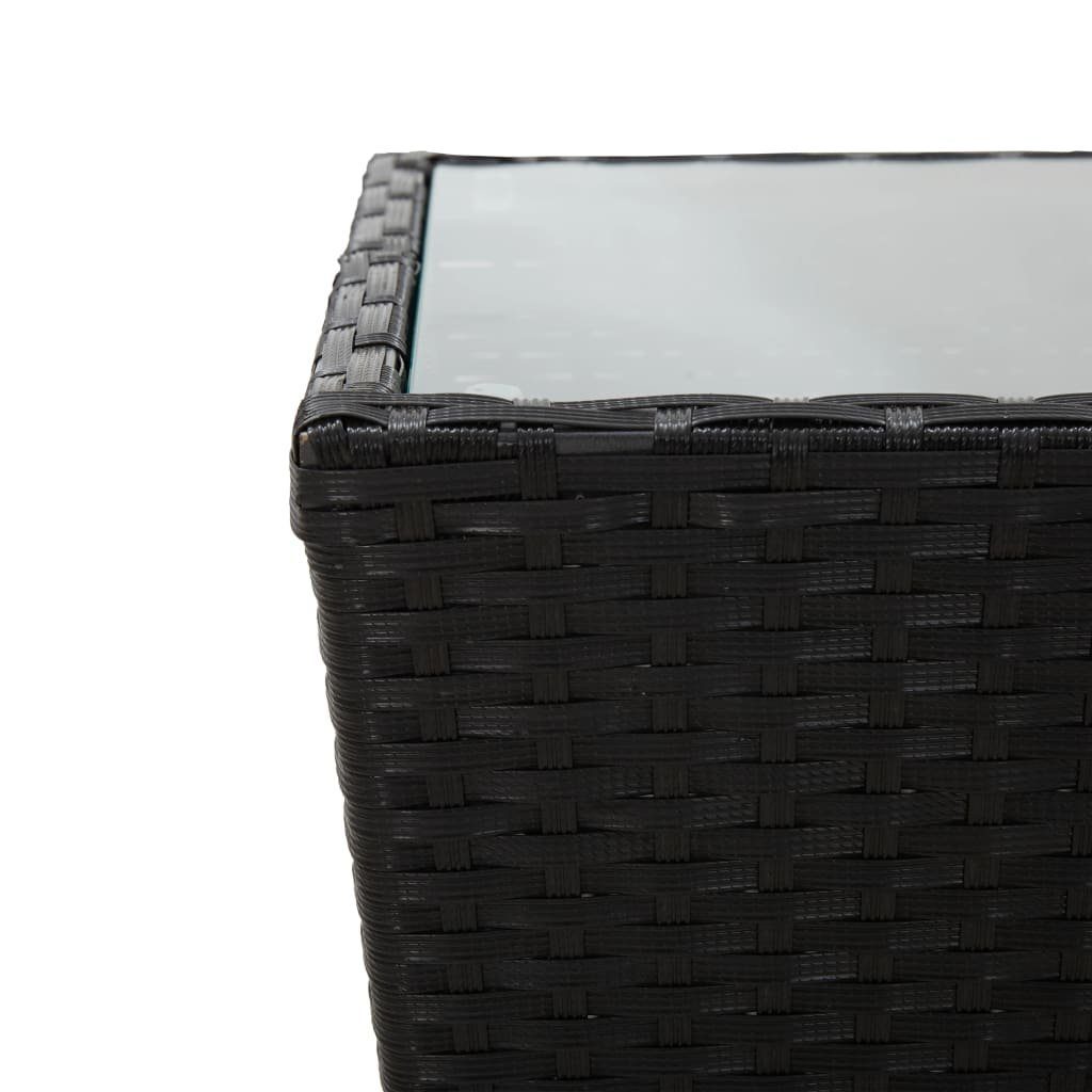 Schwarz und Gartentisch Beistelltisch Hartglas 41,5x41,5x43 furnicato Poly cm Rattan