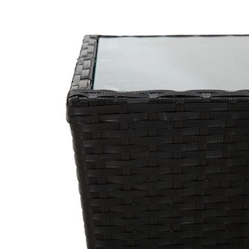 furnicato Gartentisch Beistelltisch Schwarz 41,5x41,5x43 cm Poly Rattan und Hartglas