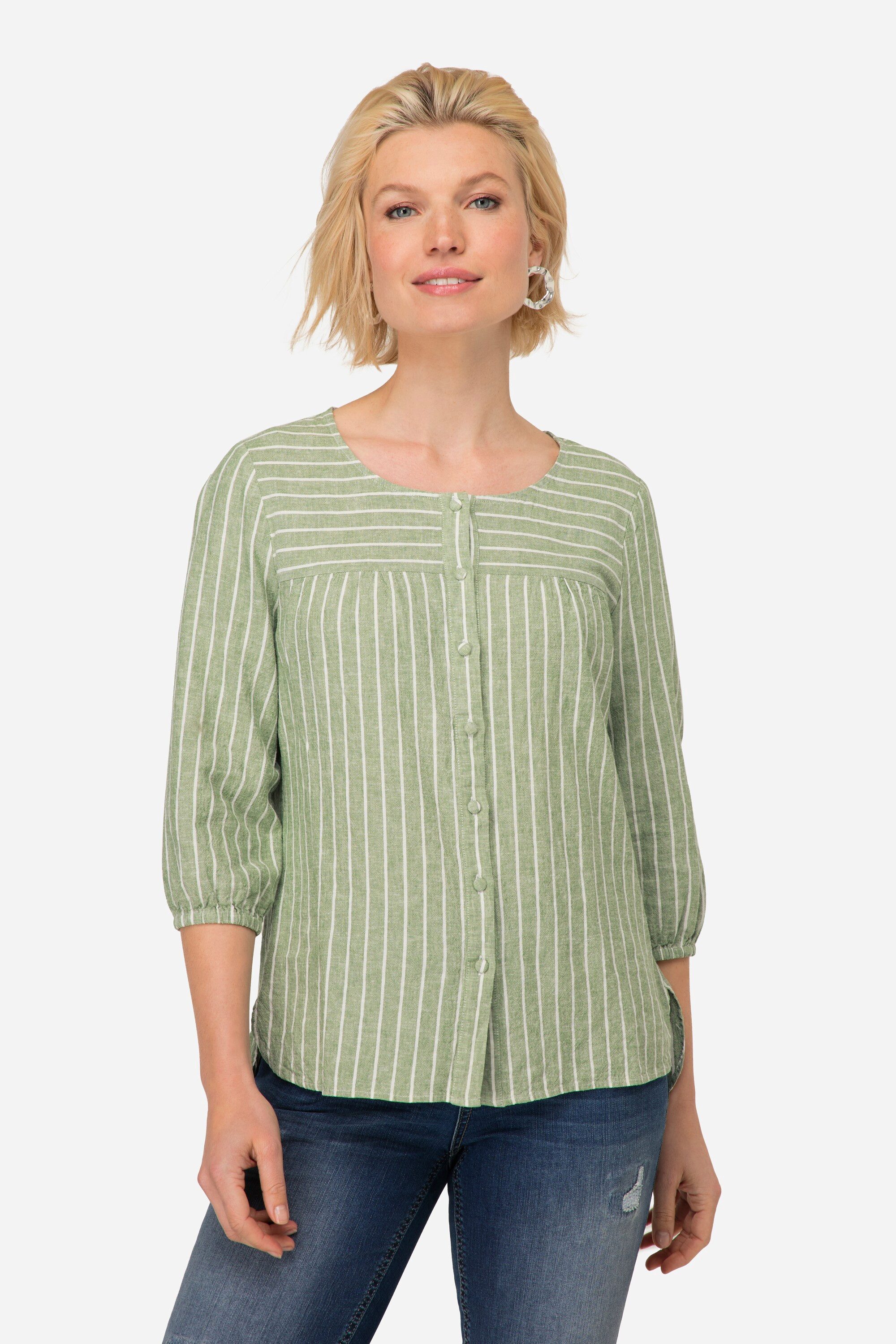 Laurasøn Tunika Bluse Leinenmix Streifen Rundhals günstig online kaufen