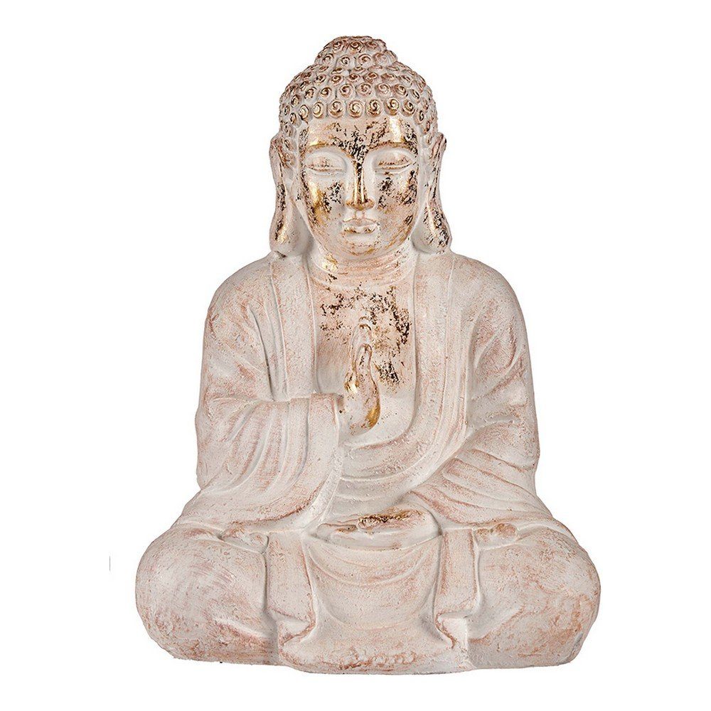 Ibergarden Dekofigur Dekorative Figur für den Garten Buddha WeißGolden Polyesterharz 23,5 x