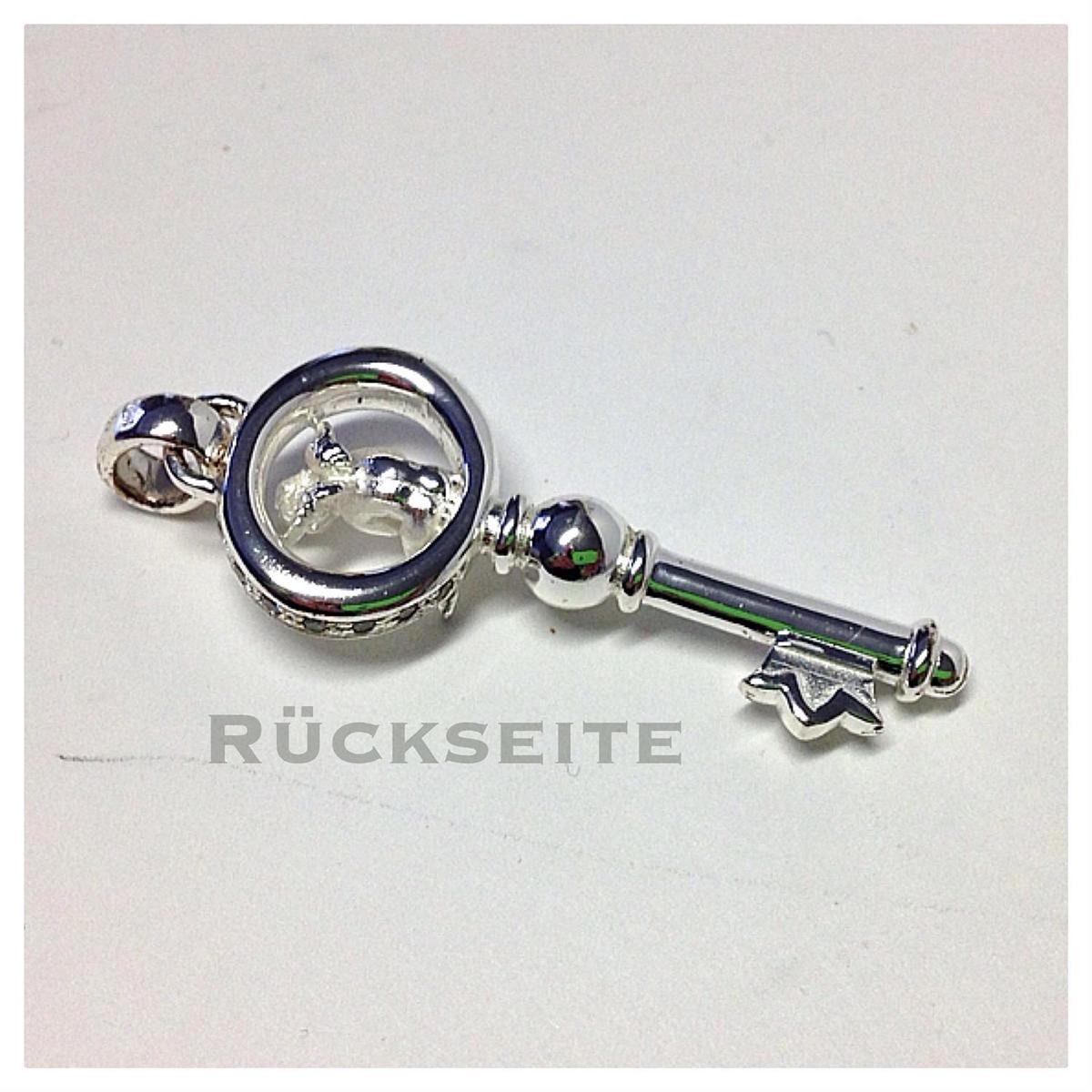 Edelschmiede925 Kettenanhänger Edelschmiede925 Schlüssel zum Herzen 925 Silber m sitzendem Engel