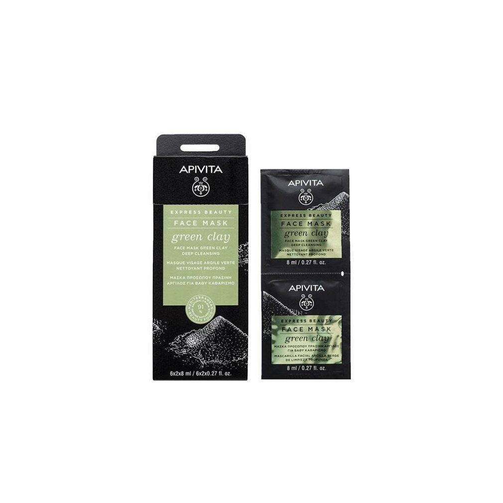 Apivita Gesichtsmaske Beauty Express Tiefenreinigende Gesichtsmaske mit grüner Tonerde 2x
