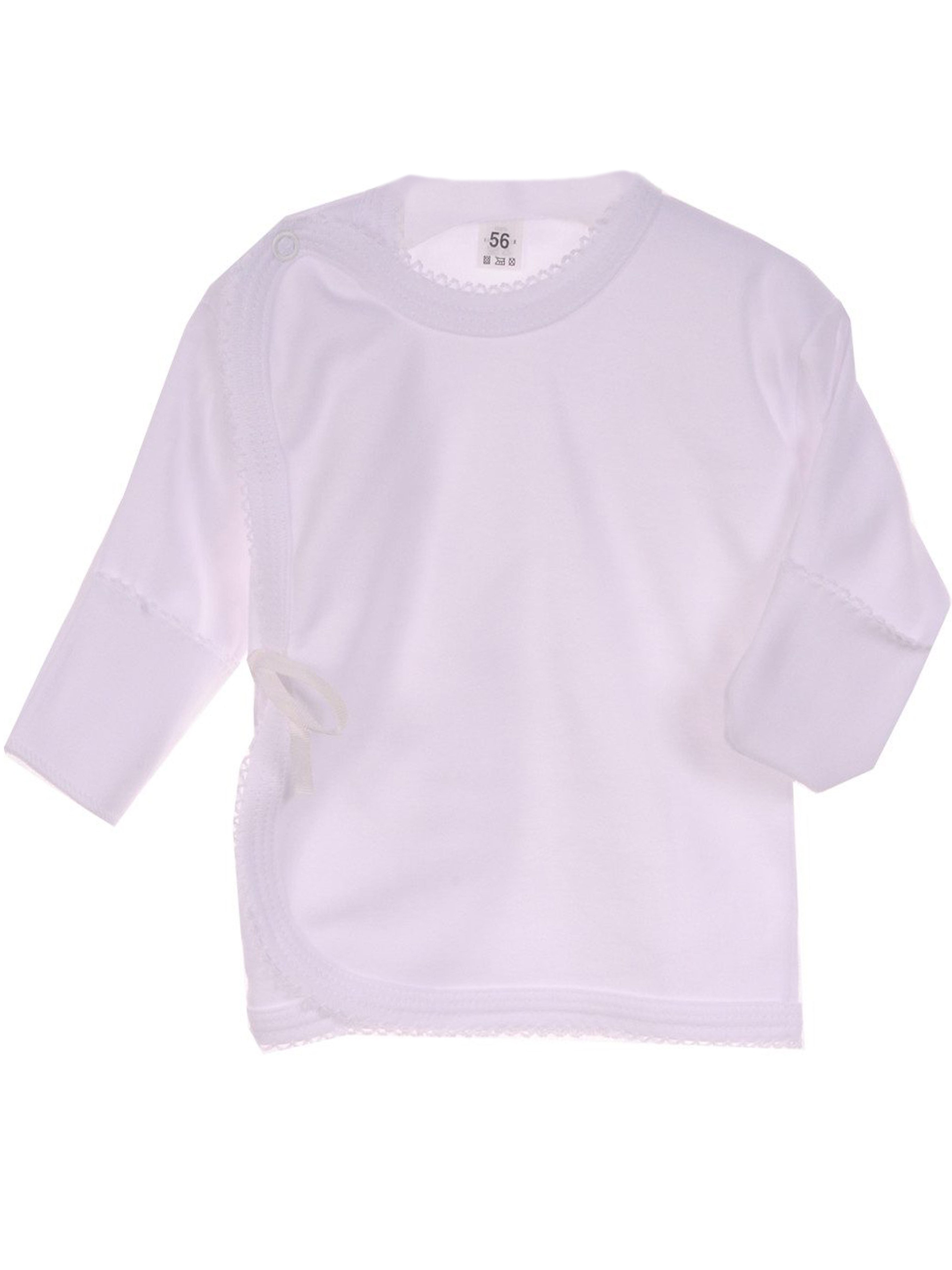 La Bortini Wickelshirt Wickelhemdchen Baby Wickelshirt in Weiß Erstlingsshirt mit Kratzschutz aus reiner Baumwolle, 50 56 62