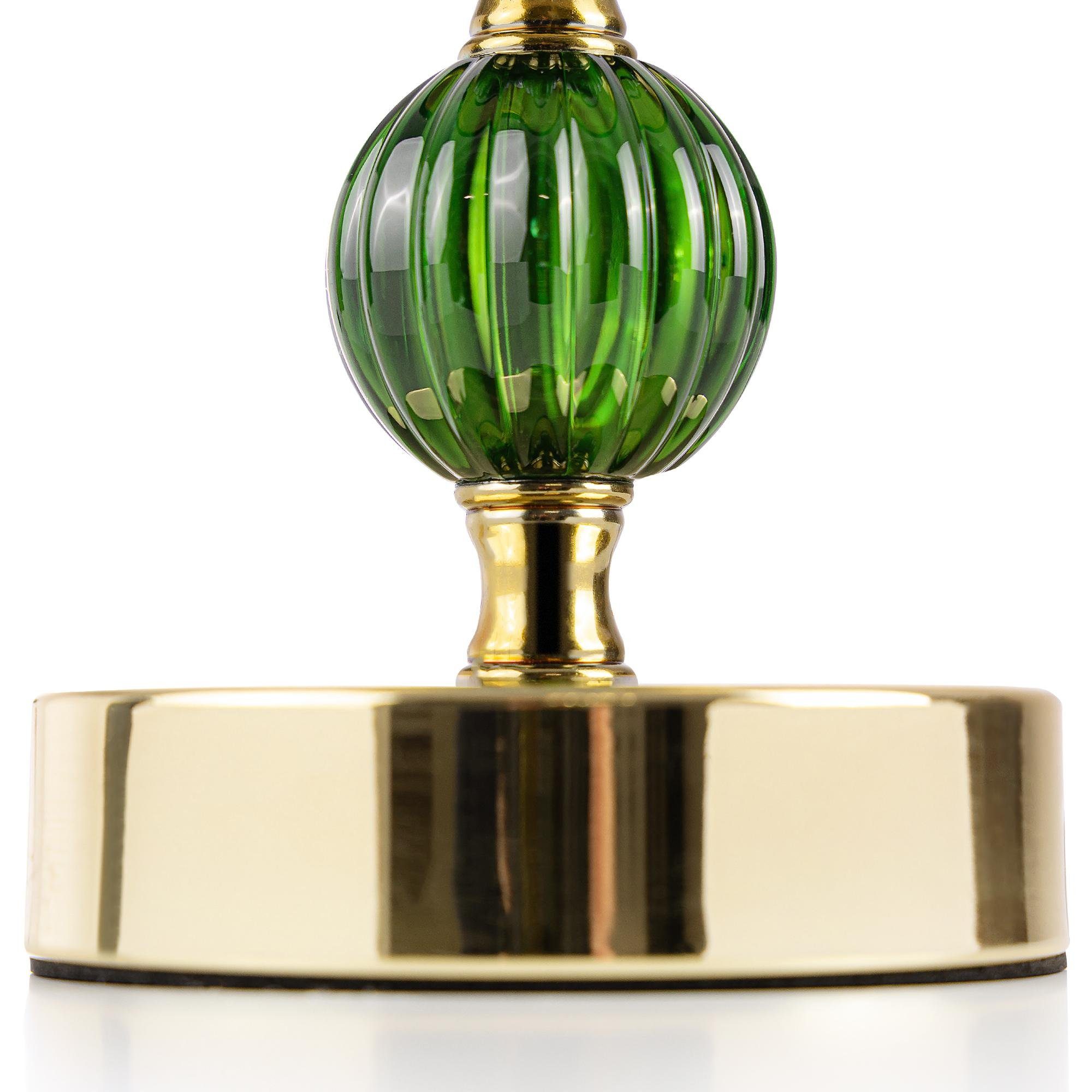 Konsimo Tischleuchte VULGA Tischlampe, ohne Leuchtmittel, Lampe, Glasfuß grün/gold mit einem elegante