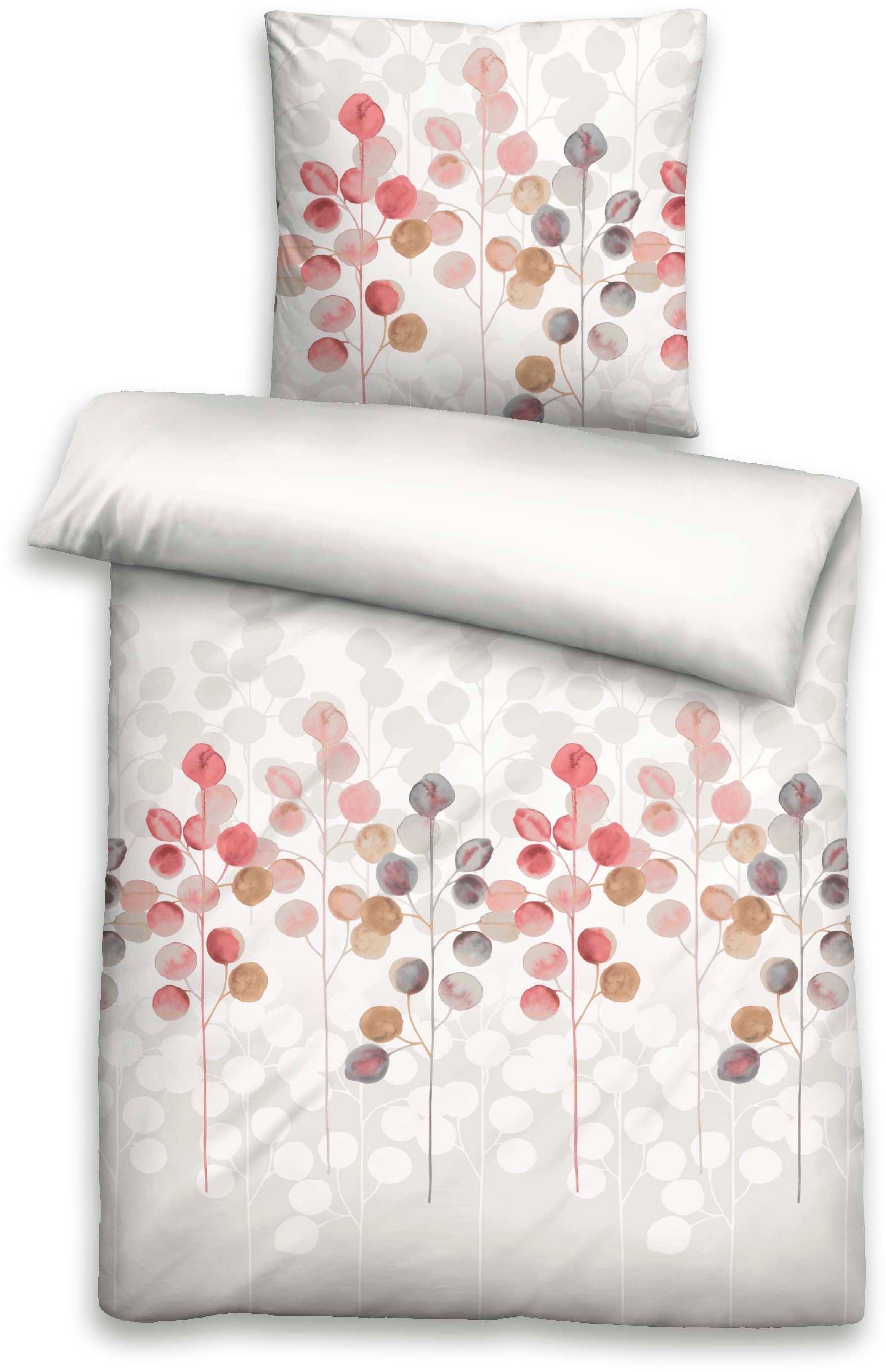 Biberna Bettwäsche Ella, Seersucker, 2 teilig, absolut bügelfrei, 100% Baumwolle, mit Reißverschluss, ganzjährig