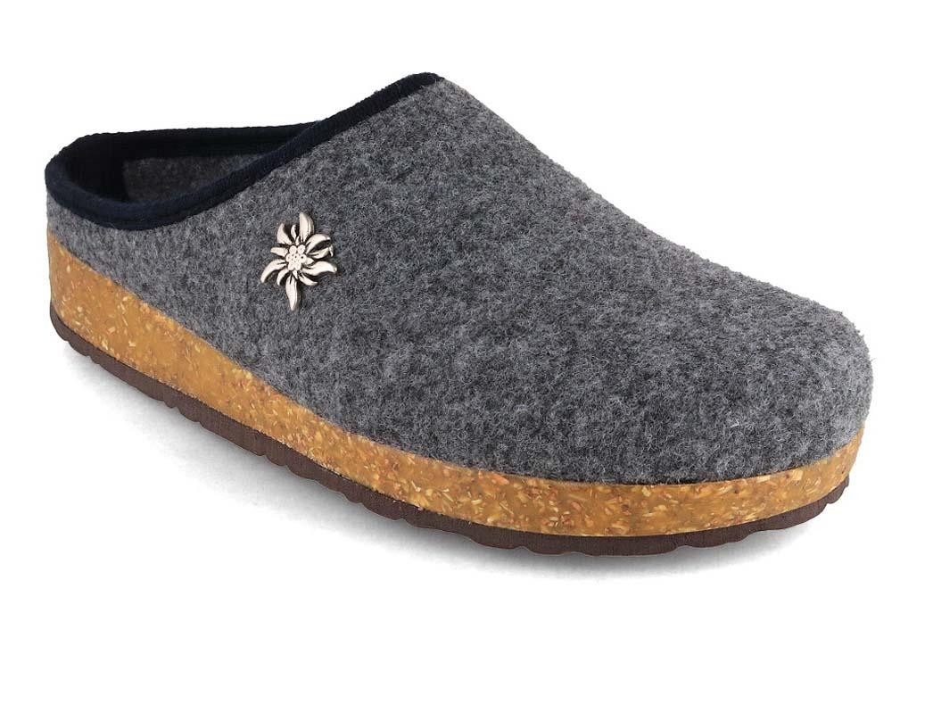 Edelweiß Filz-Pantoffeln vegane Clogs mit Edelweiß Applikation Hausschuh