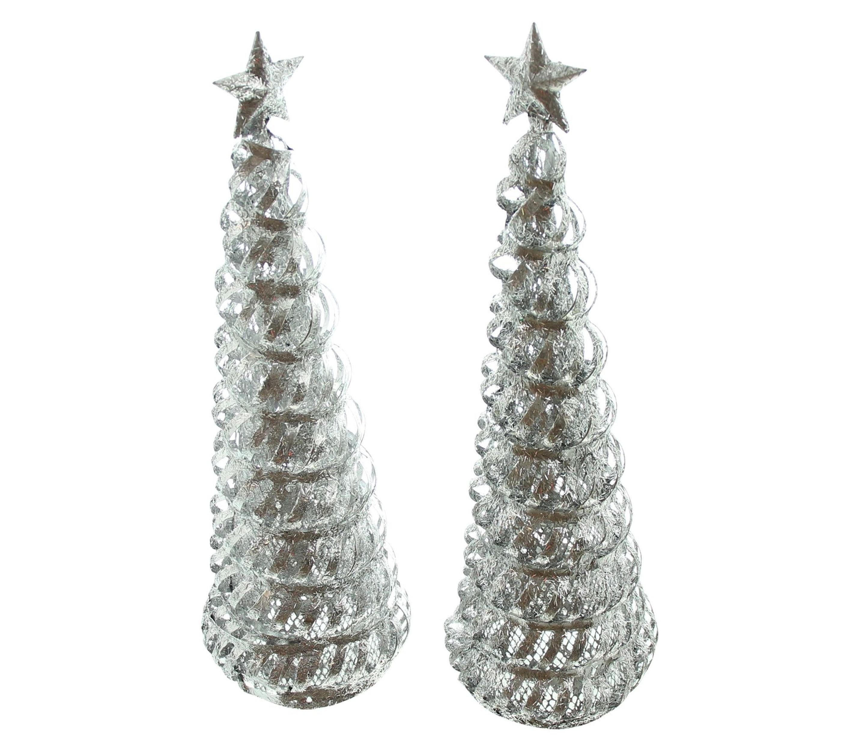 Dekoobjekt Tanne "Silbersternchen", 2er Set