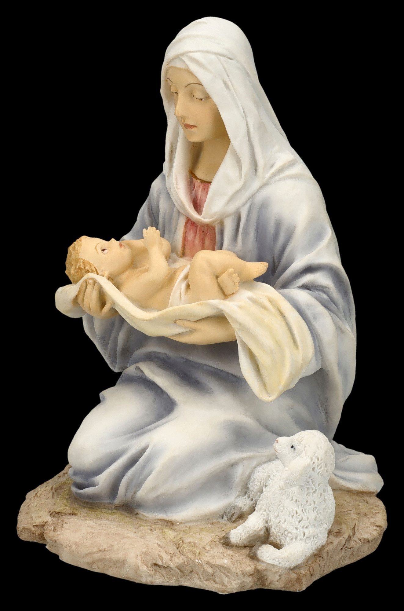 Figuren Shop GmbH Dekofigur Maria Figur hält Jesus Baby bemalt - Veronese - christliche Dekoration