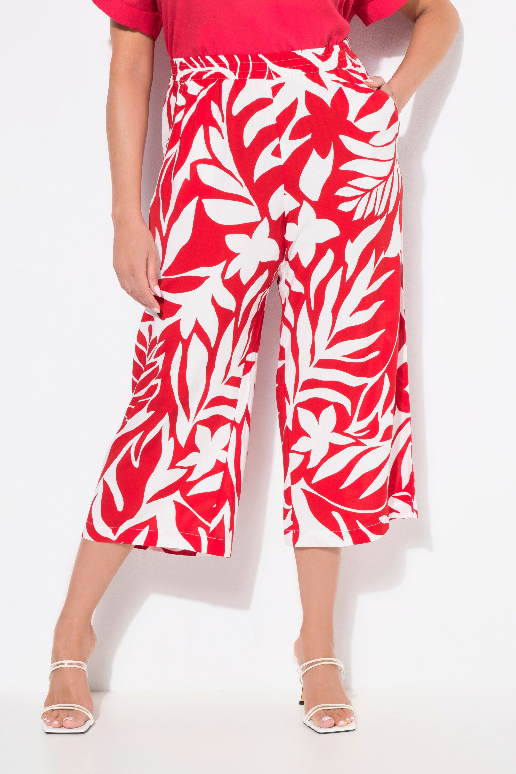 Ulla Popken Culotte Culotte Blätter weites Bein Elastikbund günstig online kaufen