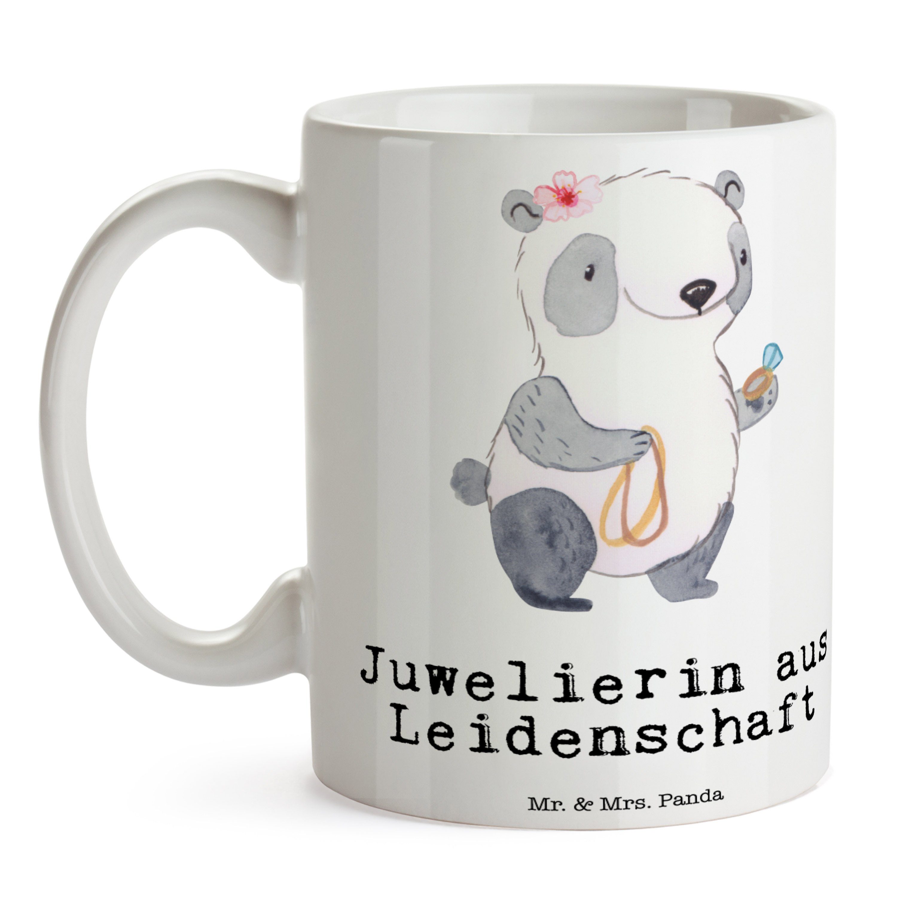 Panda Tasse Weiß Keramik Schmuck, Juwelierin & Mr. Leidenschaft Sprüche, - Tasse Geschenk, Mrs. aus -