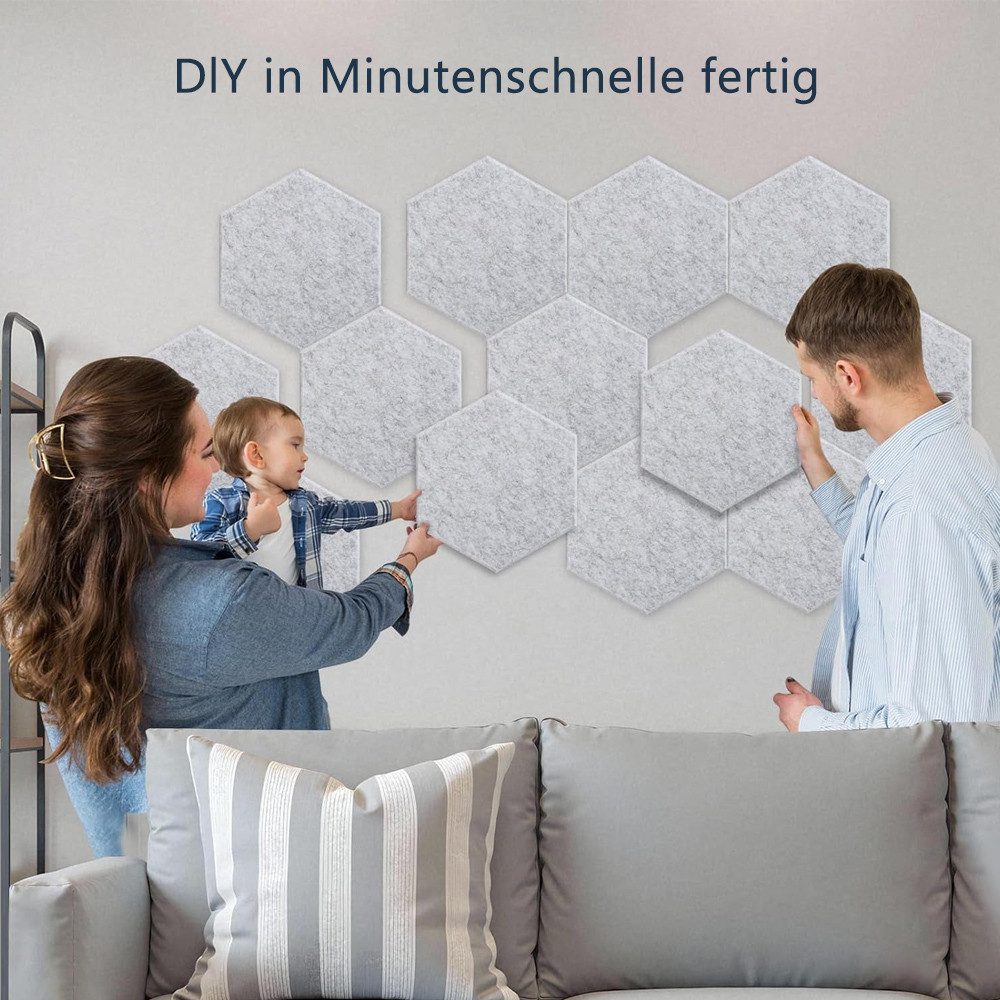 TUWENA Akustikplatte Akustikpaneele selbstklebend 12 Stücke, Schallschutz für Wände & Türen – Bild 5 von 5