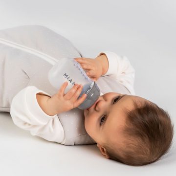 MiaMia Babyflasche PP-Flasche - Grau, 2er Pack Babyflasche 260 ml + Silikon-Trinksauger Größe S