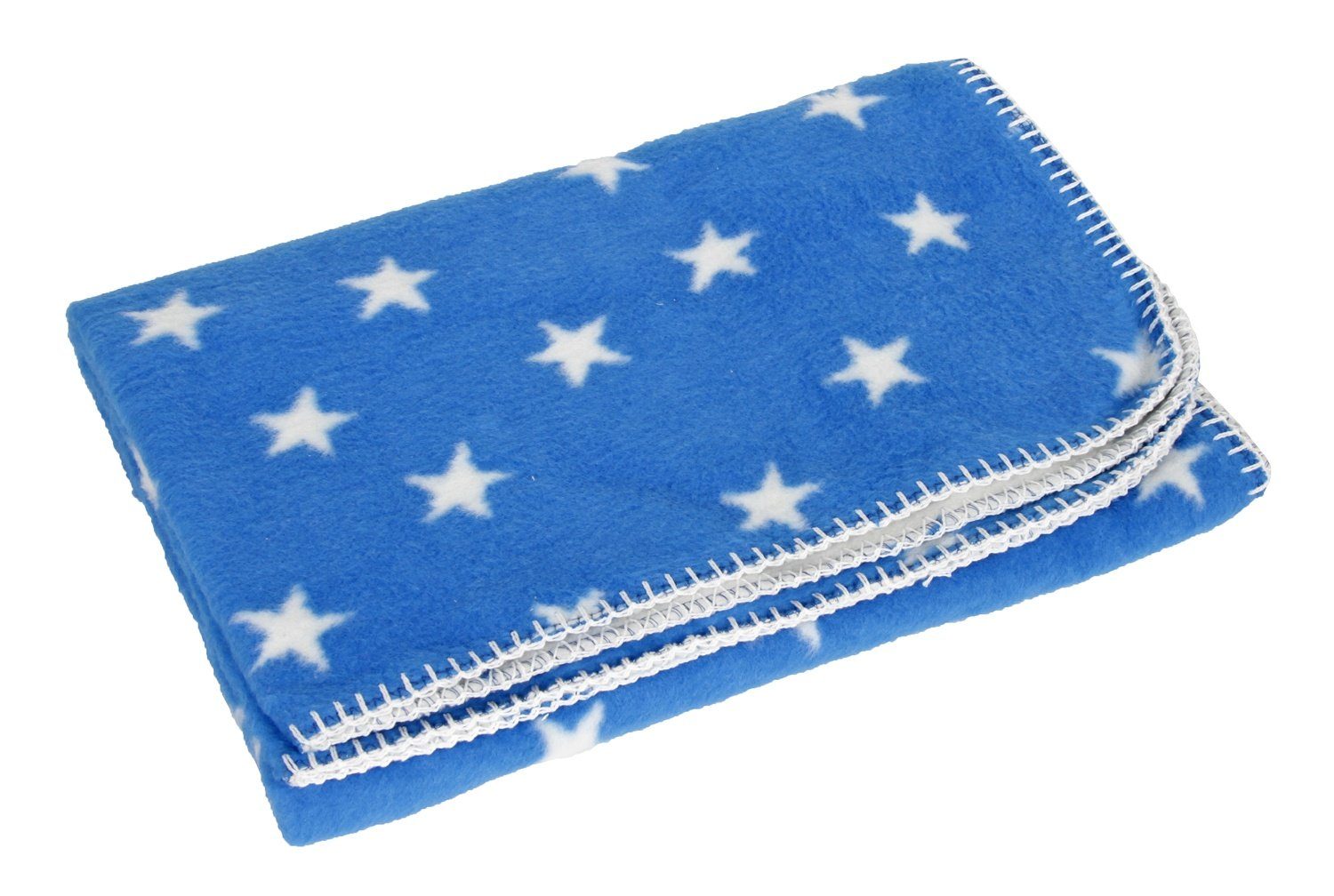 Wolldecke Yogilino® 75 x 100 cm, yogabox, regional hergestellt blau mit weißen Sternen