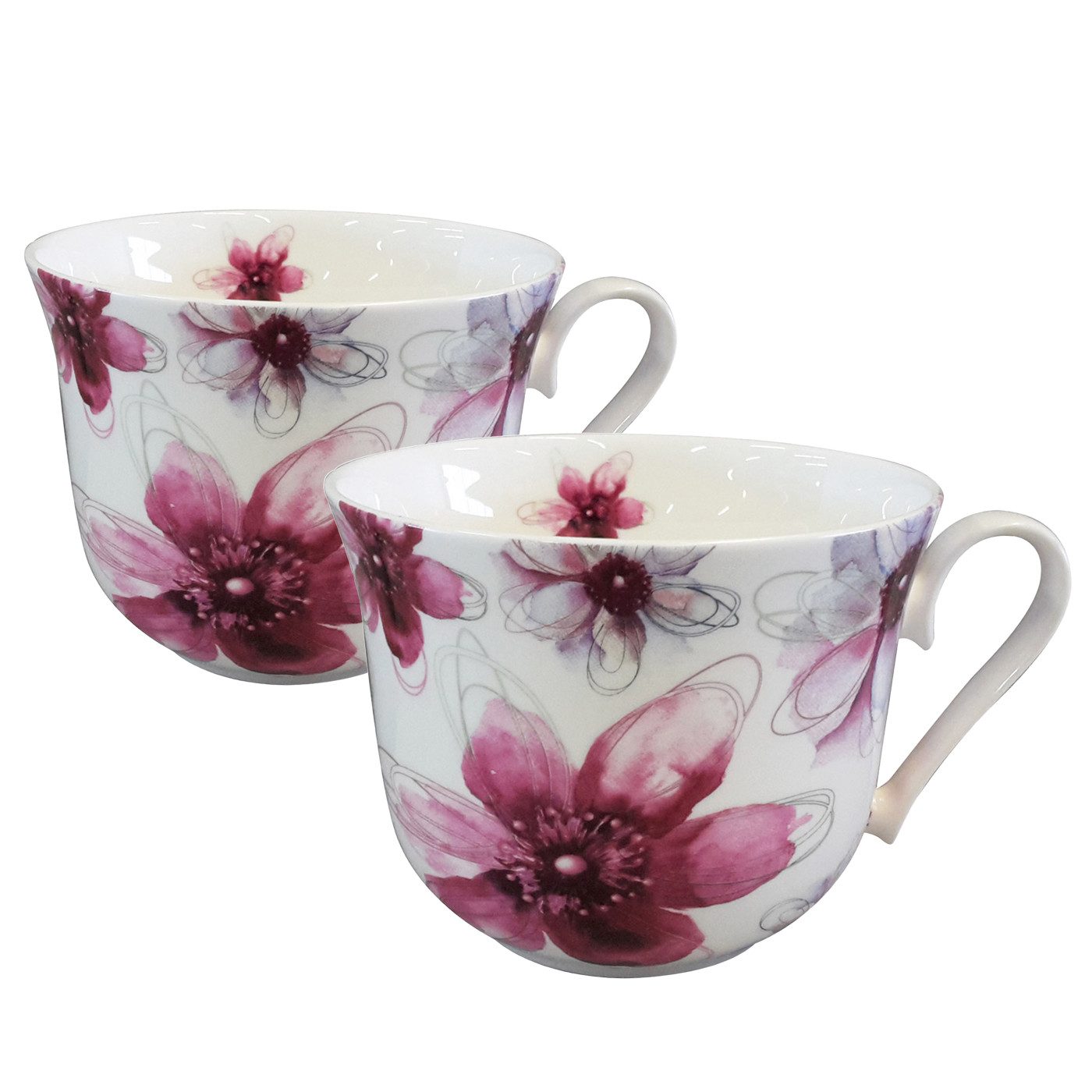 Jameson + Tailor Becher, Brillantporzellan, 2er Set Jumbobecher 0,5 l - Hochwertiges Brillantporzellan