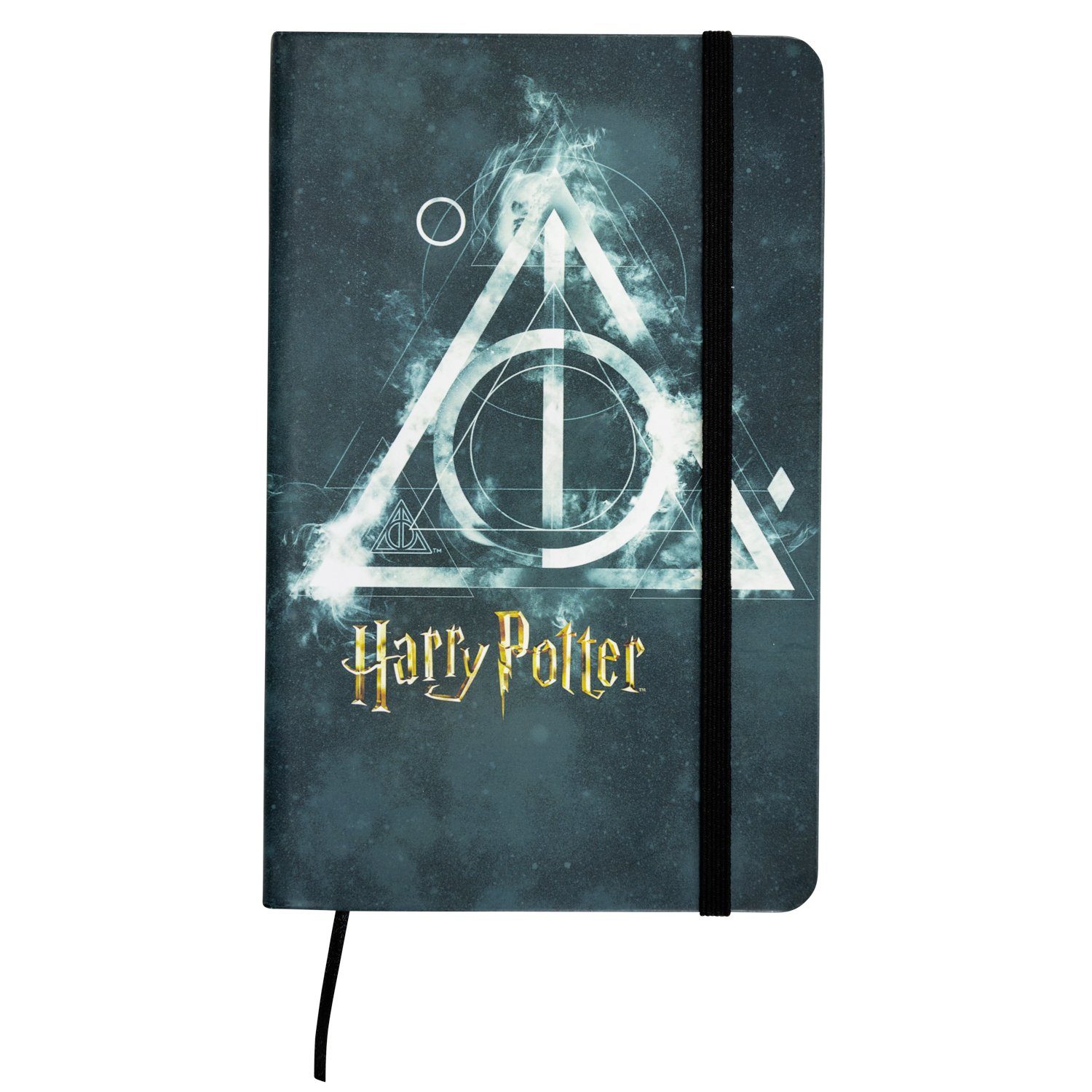 United Labels® Notizbuch Harry Potter Notizbuch - Heiligtümer des Todes Hardcover liniert 80 Blatt mit Gummiband Schwarz 13 x 21 cm