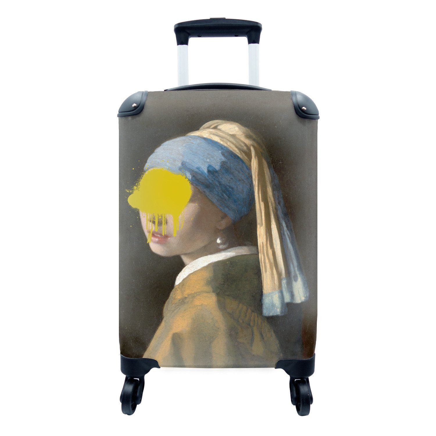 MuchoWow Handgepäckkoffer Mädchen mit Perlenohrring - Johannes Vermeer - Gemälde, 4 Rollen, Reisetasche mit rollen, Handgepäck für Ferien, Trolley, Reisekoffer