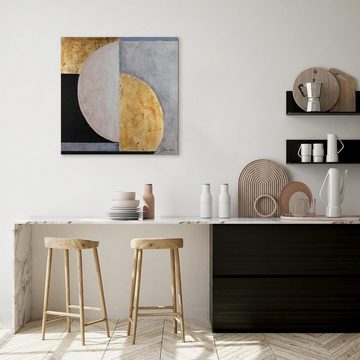 KUNSTLOFT Gemälde Moon Phases 80x80 cm, Leinwandbild 100% HANDGEMALT Wandbild Wohnzimmer