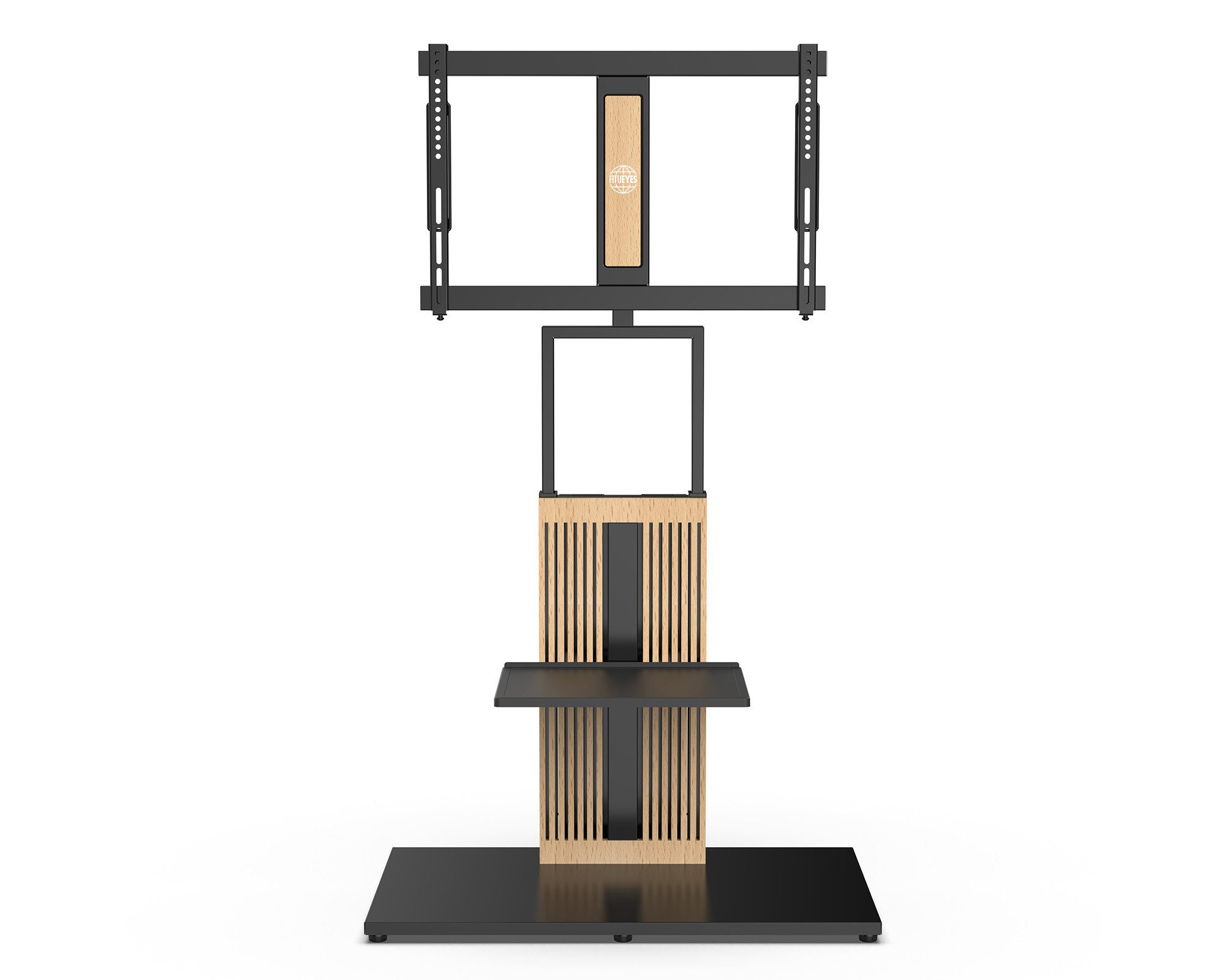 FITUEYES TV-Ständer TV-Standfuß mit verstellbarer Ablage, 55-88 Zoll, (bis 88,00 Zoll, höhenverstellbar, ±30° schwenkbar, aus Buchenholz)