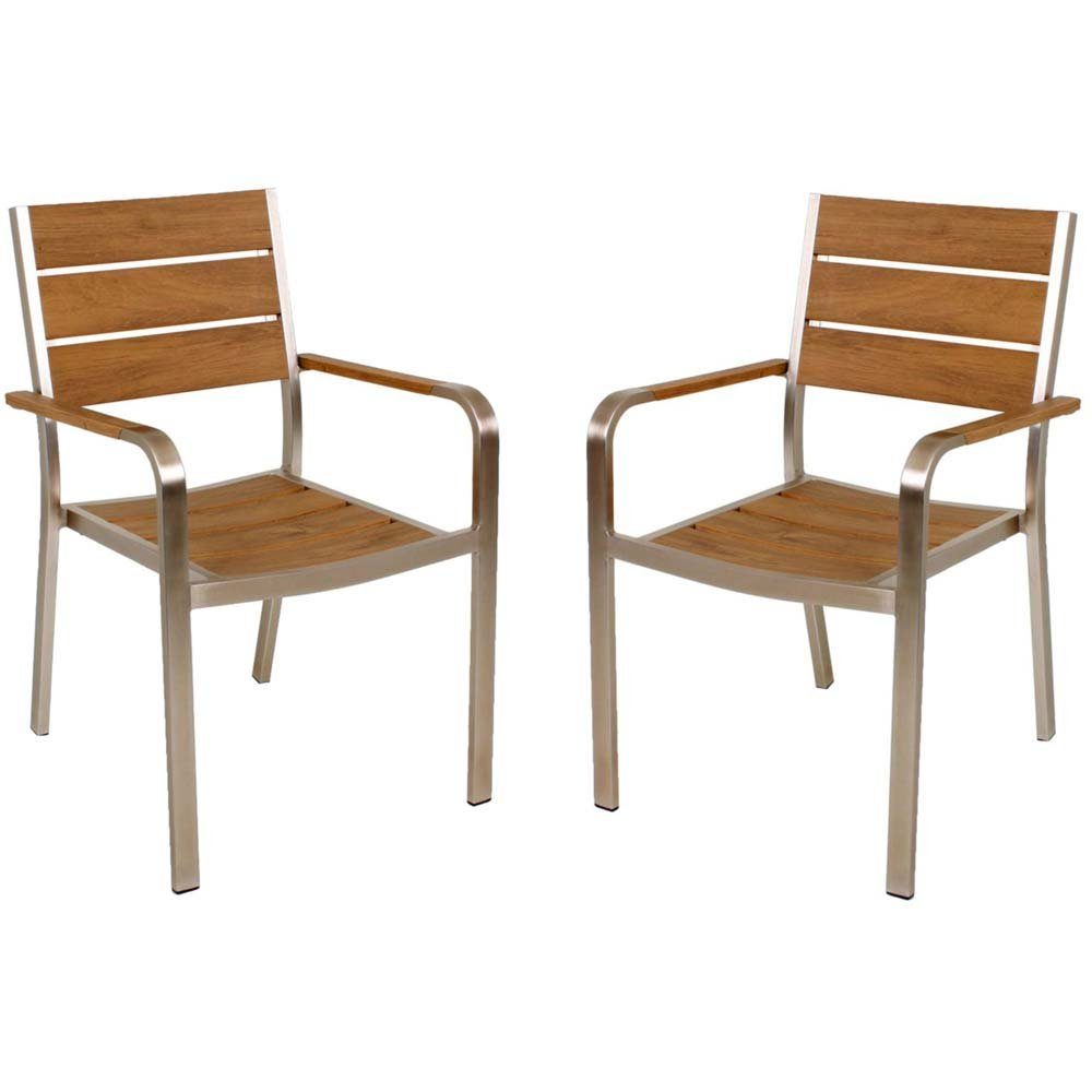 Stuhl, 4x Holz Alu Stapelstuhl Veranda Stuhl Garten sessel