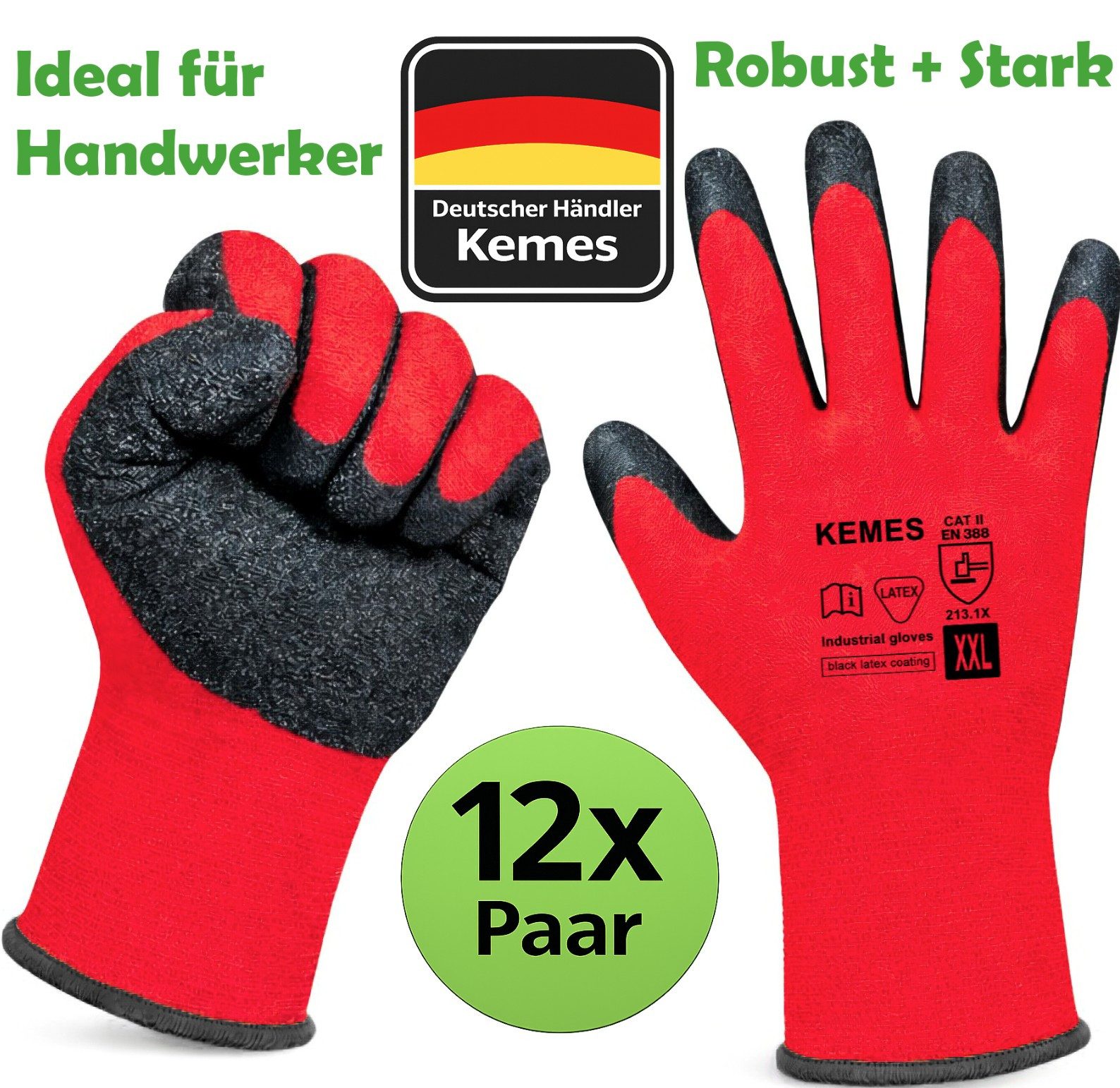 Kemes Arbeitshandschuhe Herren Montagehandschuhe KFZ Handschuhe atmungsaktiv, robust