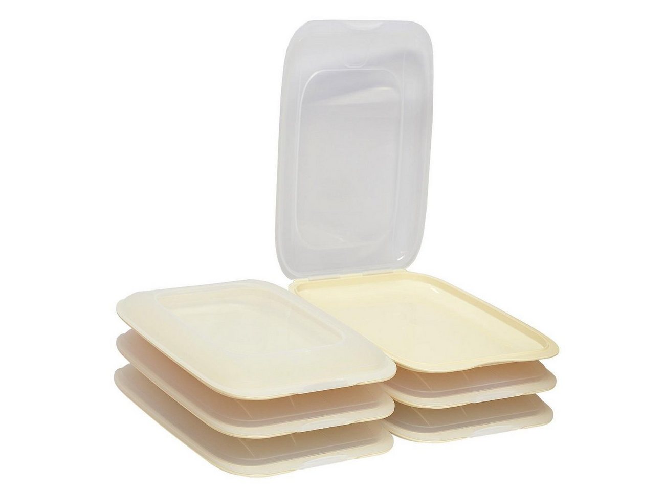 Engelland Frischhaltedose Aufschnittdosen, Kühlschrankbox, Kunststoff, (Vorteils-Set, 6-tlg., mit transparentem Deckel), stapelbar, platzsparend, Ordnung im Kühlschrank, Organizer, Stapelbox