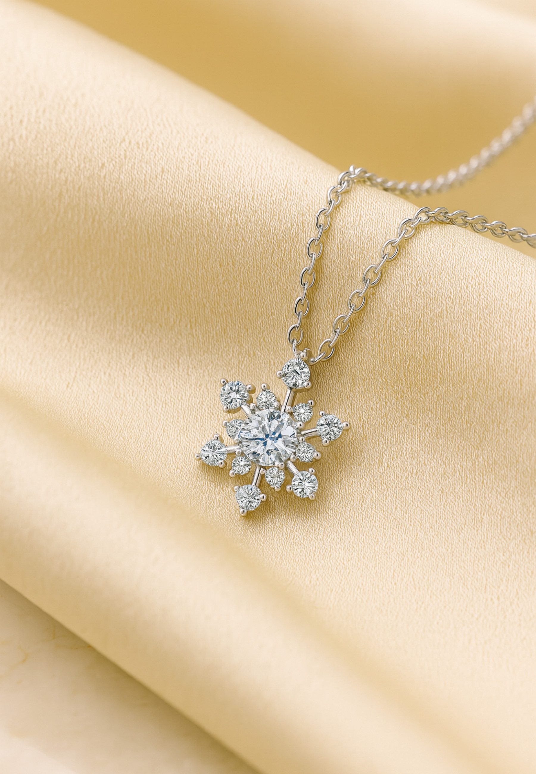 S&T Design Silberkette Damen 925 Silber Halskette Schneeflocke Anhänger (Geschenk für Damen, inkl. Geschenkbox), VVS1 Moissanite Diamant Frauen Kette 14K Weißgo – Bild 3 von 5
