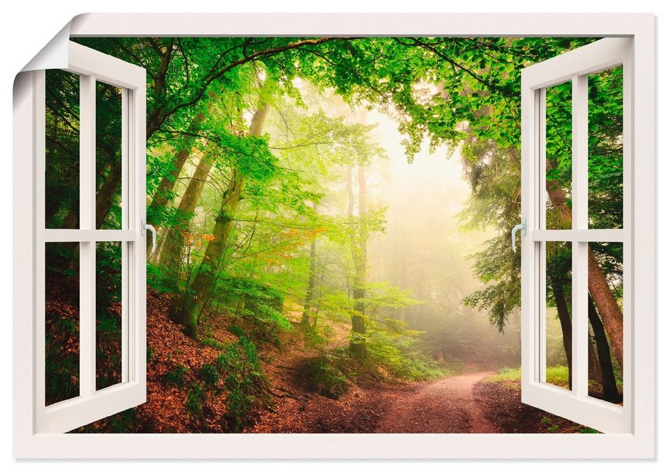Artland Wandbild Fensterblick Torbögen durch Bäume, Wald (1 St), als  Leinwandbild, Poster in verschied. Größen