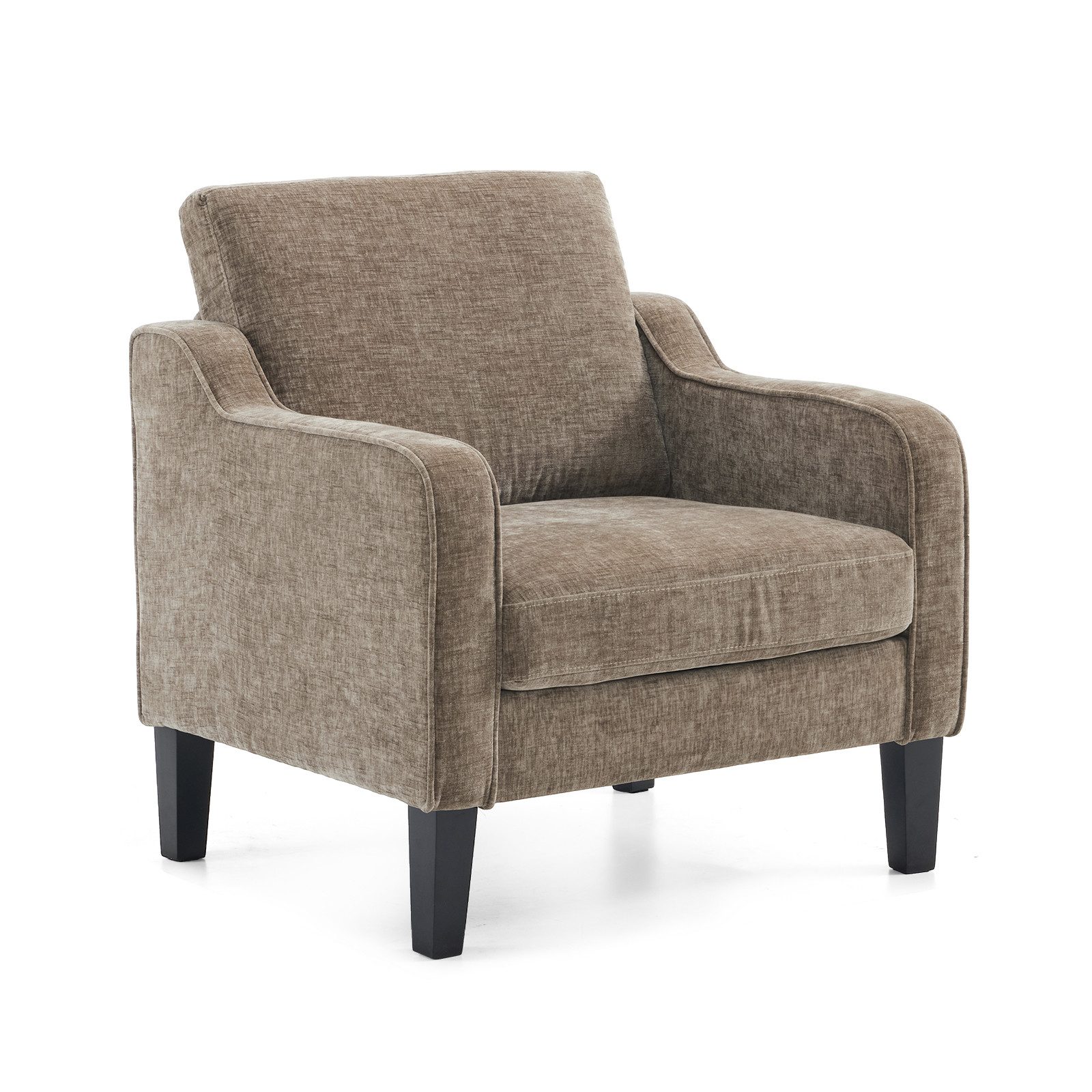 VINGLI Sessel Chenille, Einzelsessel mit Holzbeinen, Polstersessel 76x78 x84cm, Lesesessel mit Armlehnen für Wohnzimmer, Schlafzimmer & Büro von VINGLI