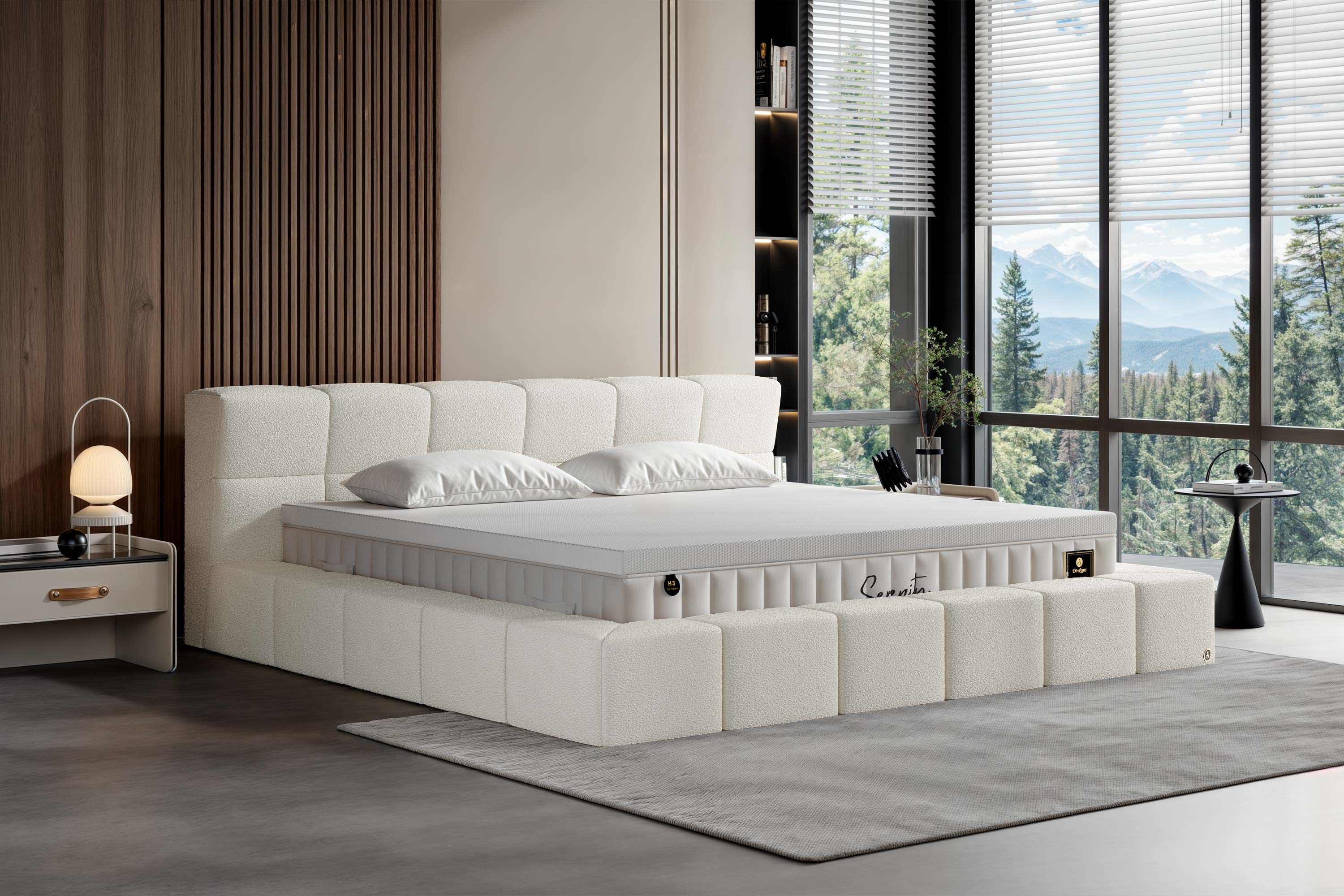 Di-Lara Polsterbett Diana 280x200 cm (Creme, mit Lattenrost(e) und Bettkasten), ohne Matratze(n) und Topper