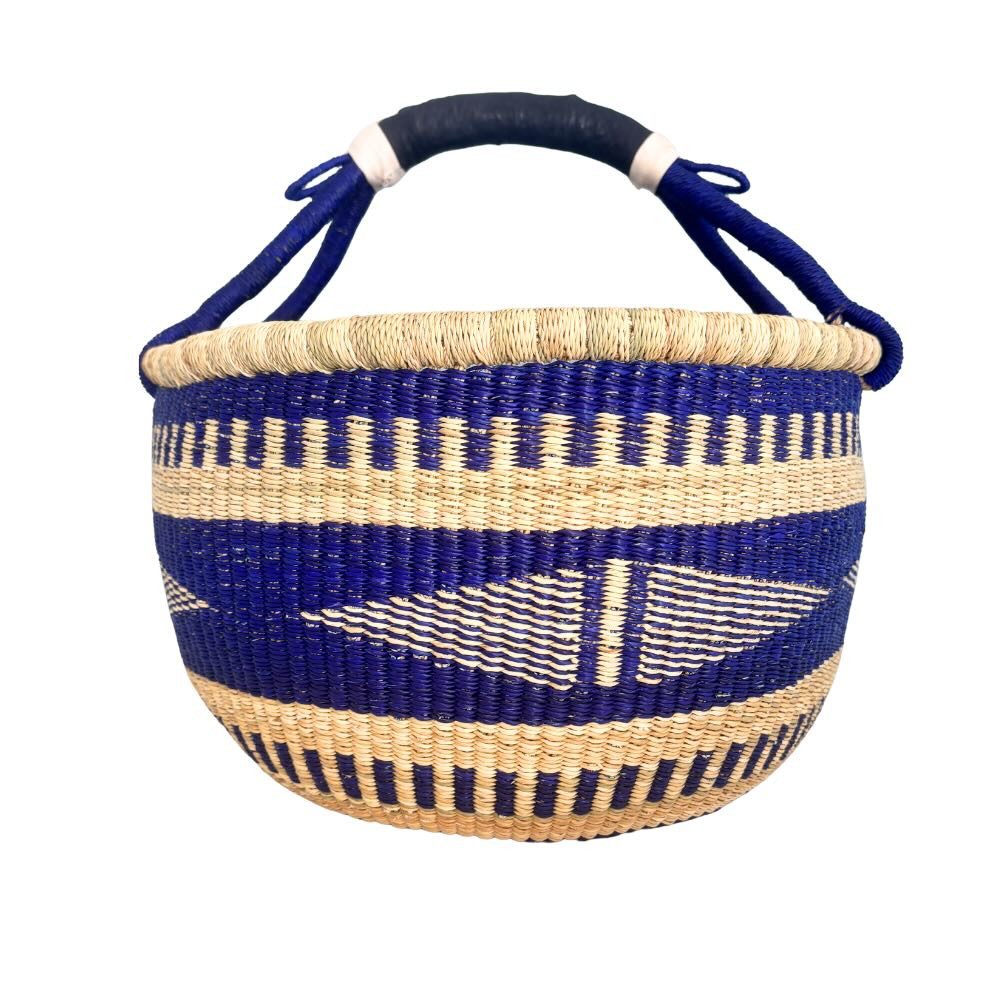 maishameanslife Einkaufskorb Bolga Korb - Tamale - Rund, 25,00 l, Kunstvoll geflochtene Bolga Körbe – Charakterstücke voller Tradition
