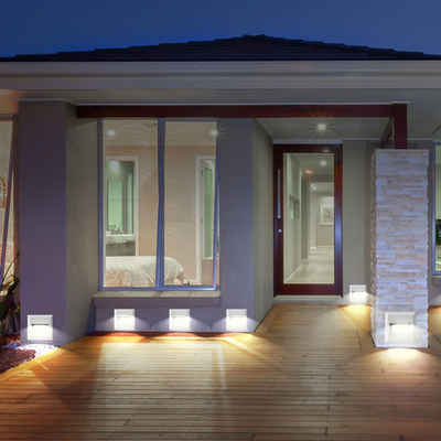 etc-shop LED Einbaustrahler, LED-Leuchtmittel fest verbaut, Neutralweiß, 6er Set Elegante LED Wand Beleuchtungen Veranda weiss Stufen Außen