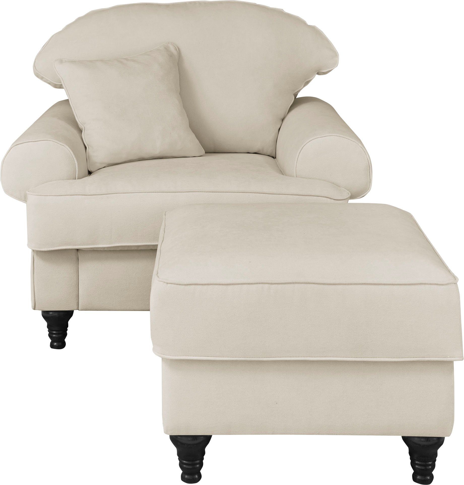 Home affaire Sessel "WESTMINSTER", (Set, 2 St., 1Sessel, 1 Hocker), mit Fed günstig online kaufen