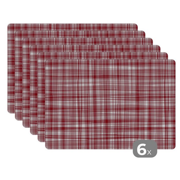 Platzset Muster - Rot - Wellen MuchoWow (6-St) Platzset Platzdecken Platzmatte Tischmatten Schmutzabweisend
