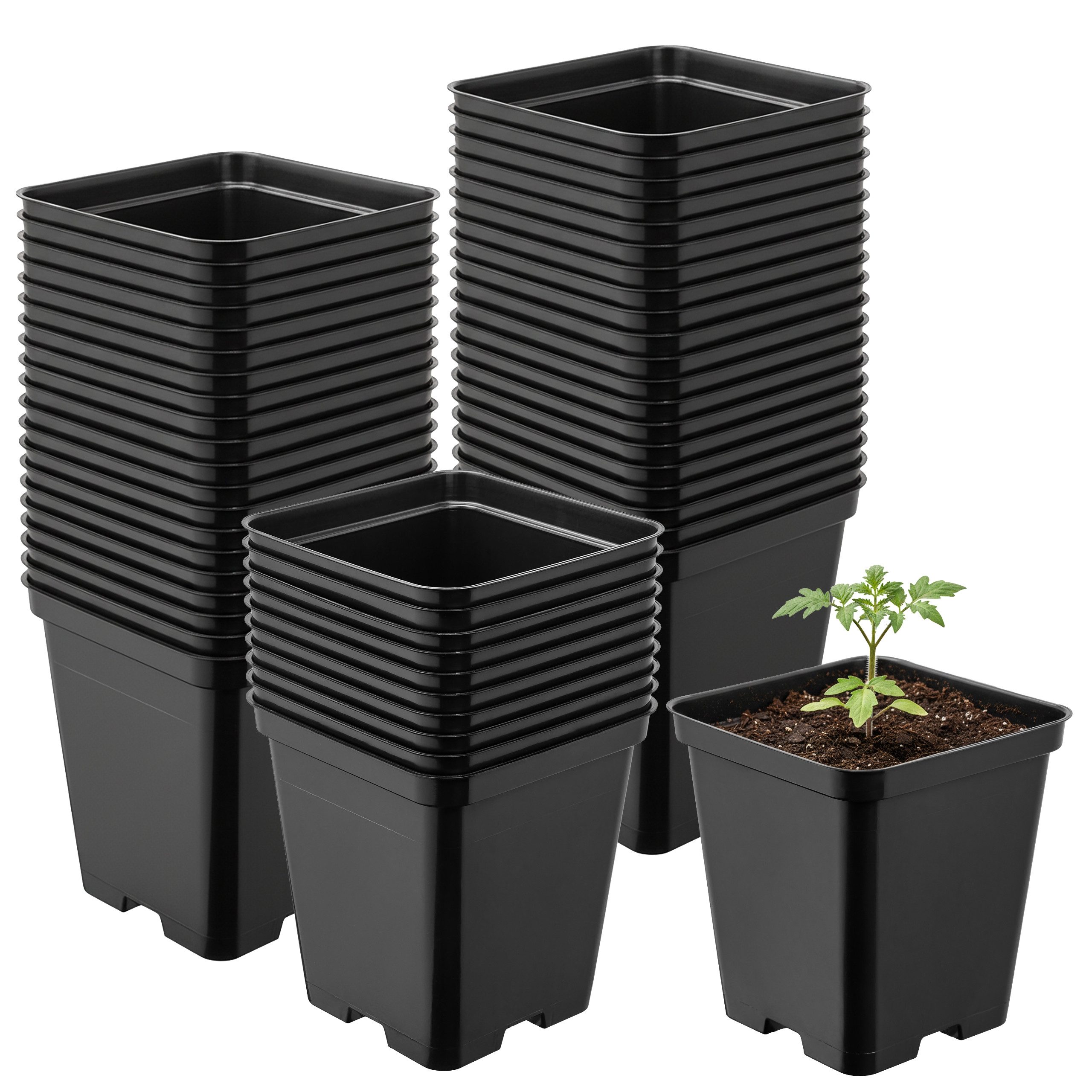 Garronda Blumentopf Kunststoff eckig mit Drainagelöchern Blumentopf für Garten GD-0199 (50 St., 50er Set)