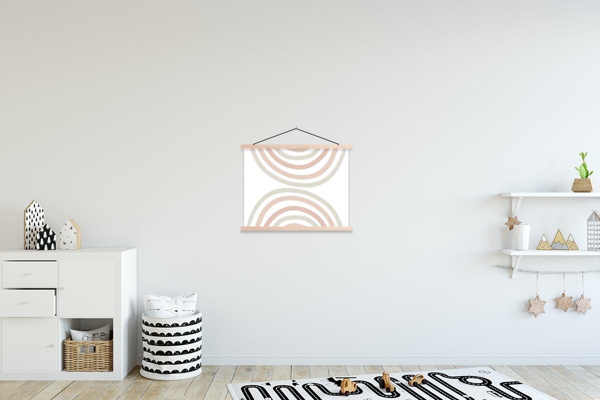 MuchoWow Poster Regenbogen - Design - Pastell, (1 St), Posterleiste, Textilposter für Wohnzimmer, Bilderleiste, Magnetisch