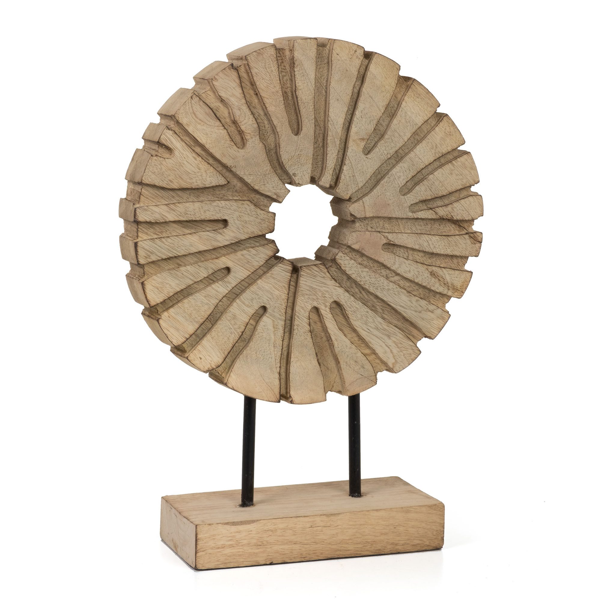 Moritz Dekofigur Holzfigur Rune Natural 35 cm aus Mangoholz Metall Natur Skulptur