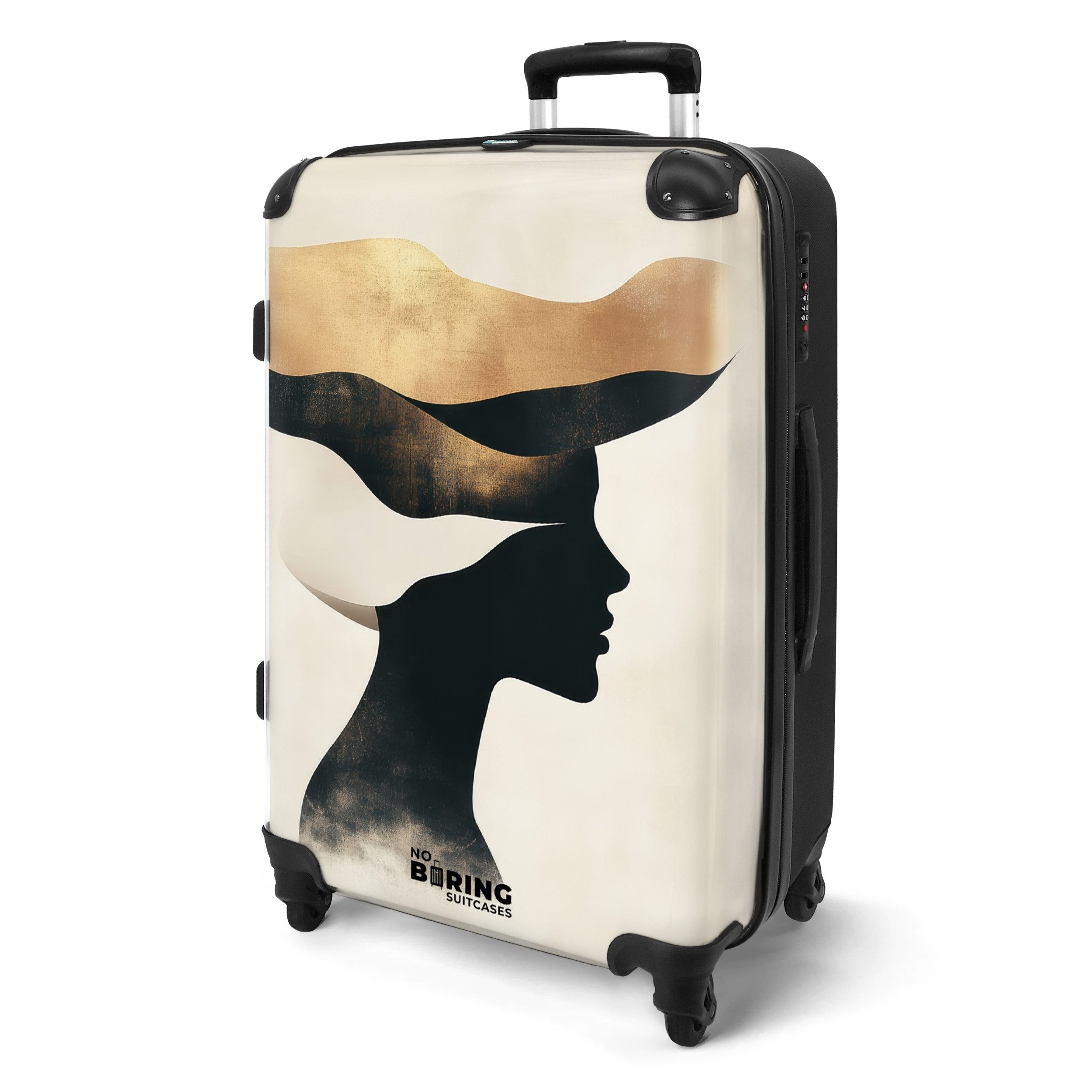 NoBoringSuitcases.com© Hartschalen-Trolley Stilisiertes Profil mit goldenen günstig online kaufen