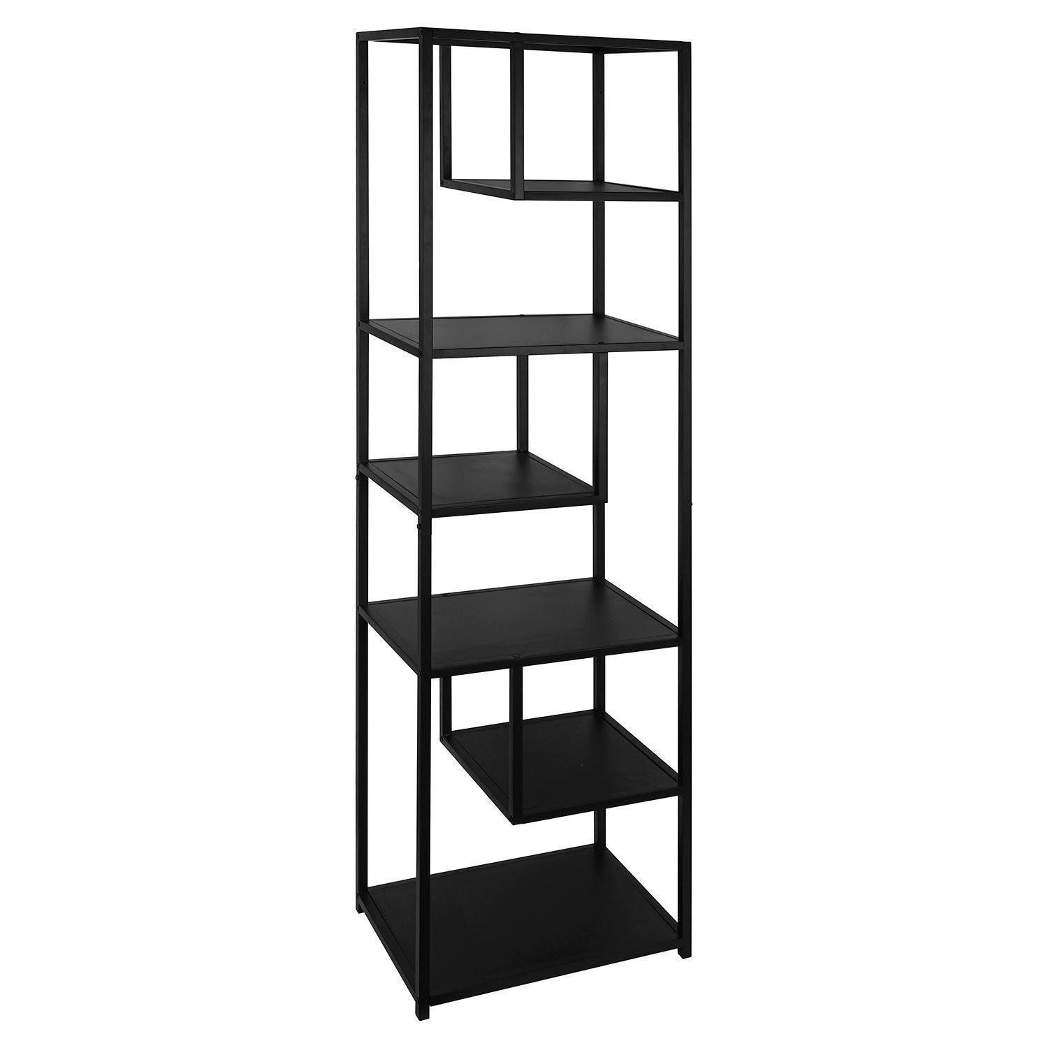 casa NOVA Regal RAMON, 6 Fächer, Eiche Dekor, Schwarz, Metall, B 50 x H 180 günstig online kaufen