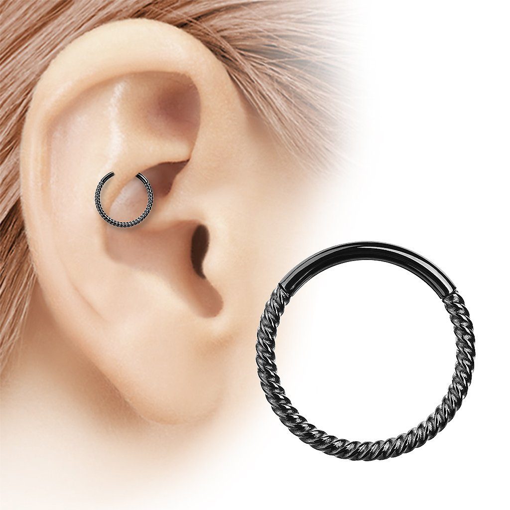 Taffstyle Nasenpiercing Piercing Ring Ohr Segmentring Scharnier Clicker geflochten (Geflochtener Segmentring mit Scharnier – vielseitig einsetzbar & hautfreundlich)
