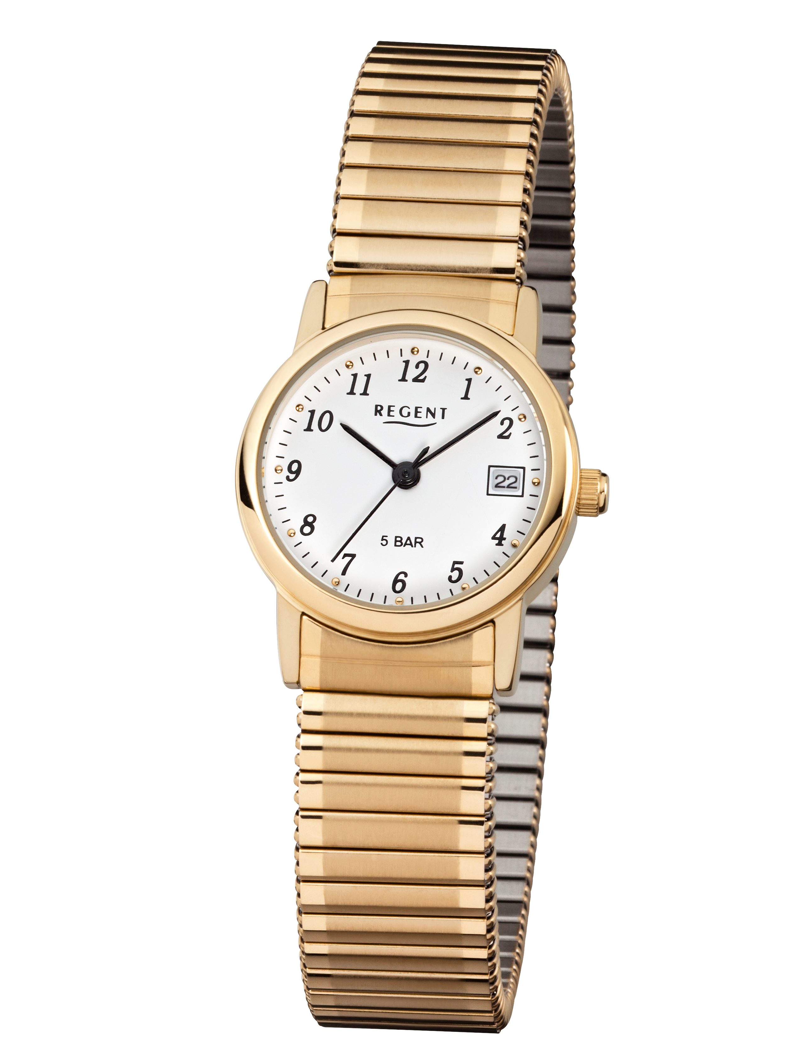 Regent Quarzuhr F-890 - 7610.45.99, Armbanduhr, Damenuhr, Edelstahlarmband, analog, Tag