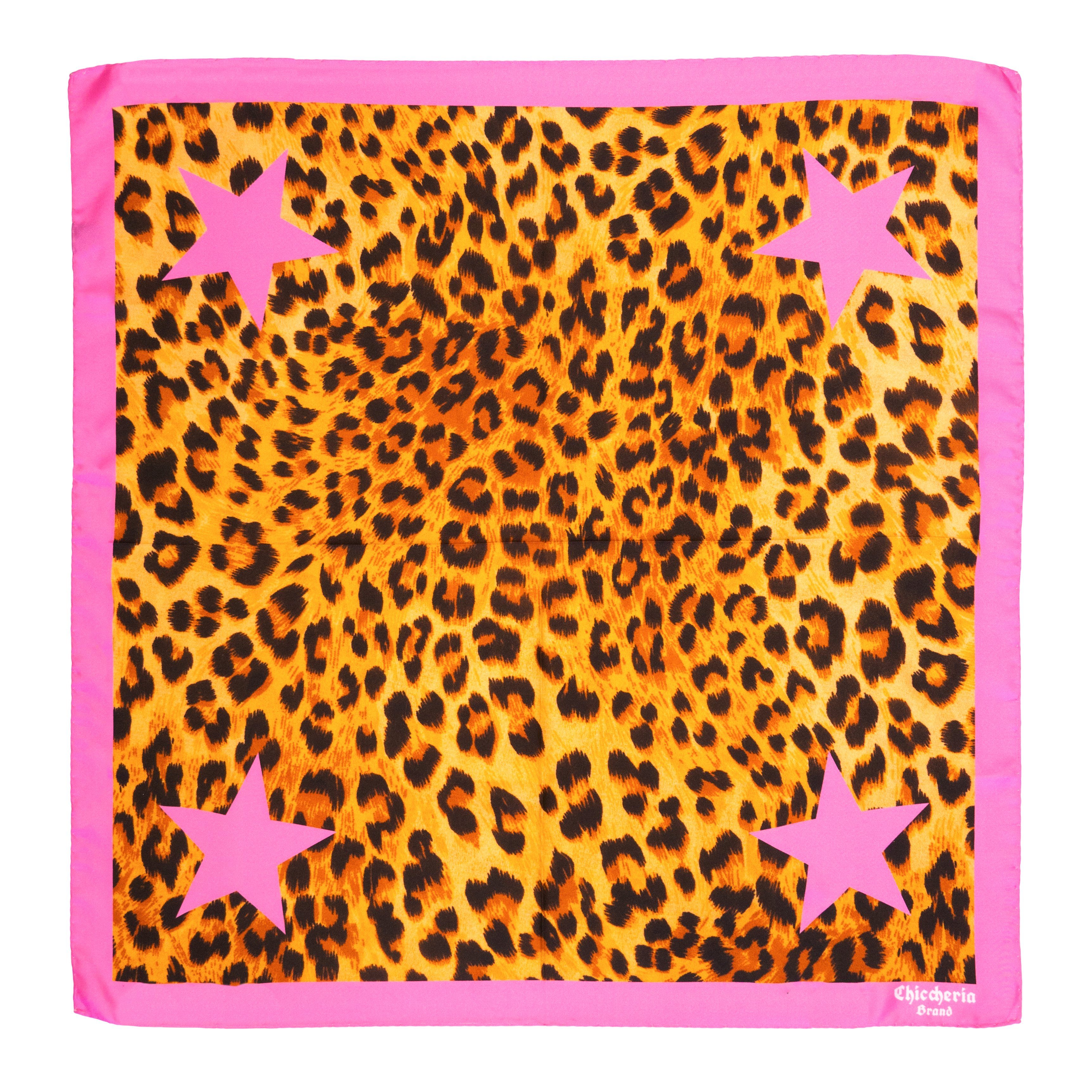 Chiccheria Brand Bandana Leopard, 65x65cm, 100% Seide, Made in Italy